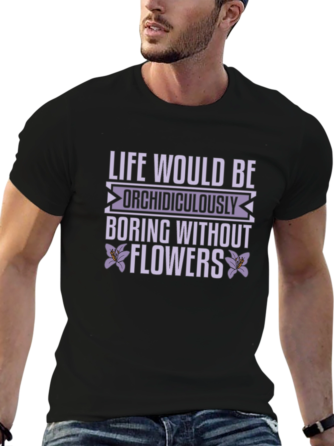 Life Needs Flowers Black Graphic Tee Shirt
