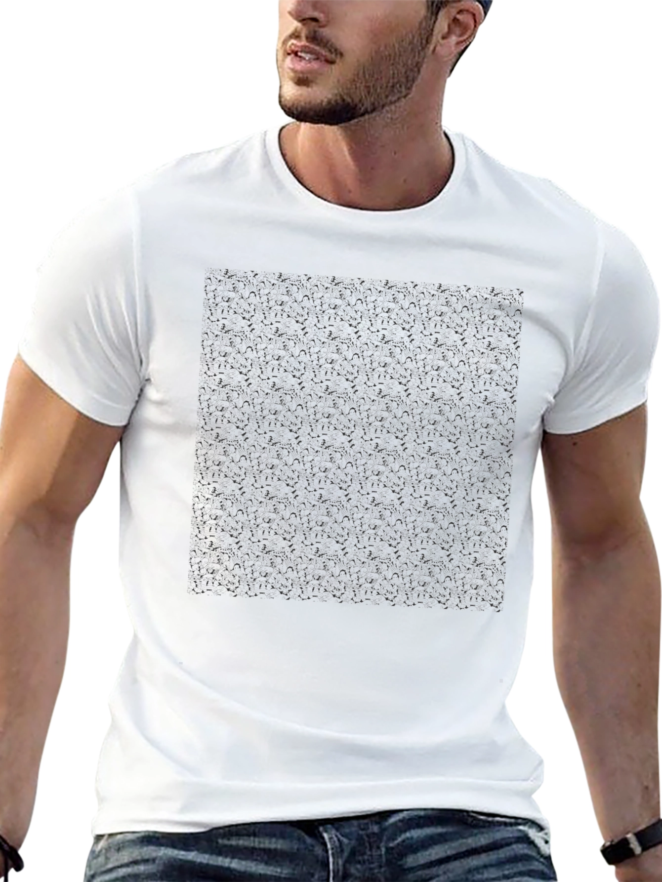 Modern Graphic Tee - Abstract Pattern Black T-Shirt