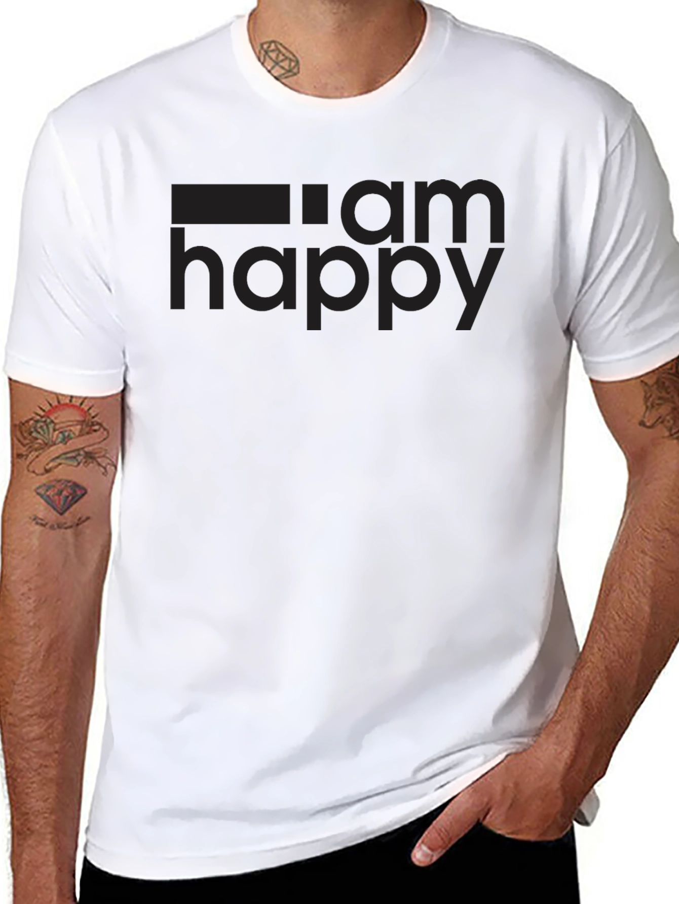 I am Happy Black T-Shirt Graphic Tee