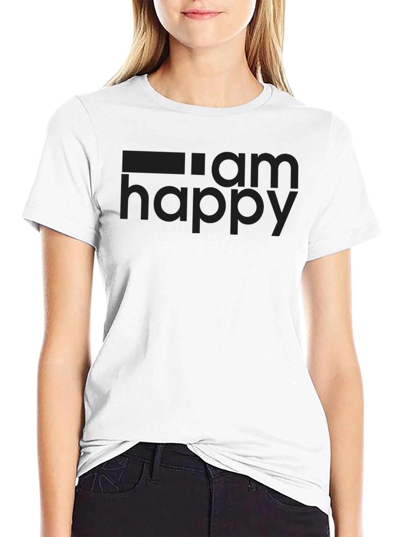 I am Happy Black T-Shirt Graphic Tee