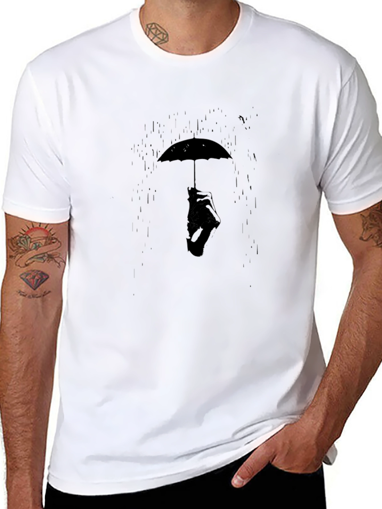 Umbrella Man Graphic Tee - Stylish Black T-Shirt