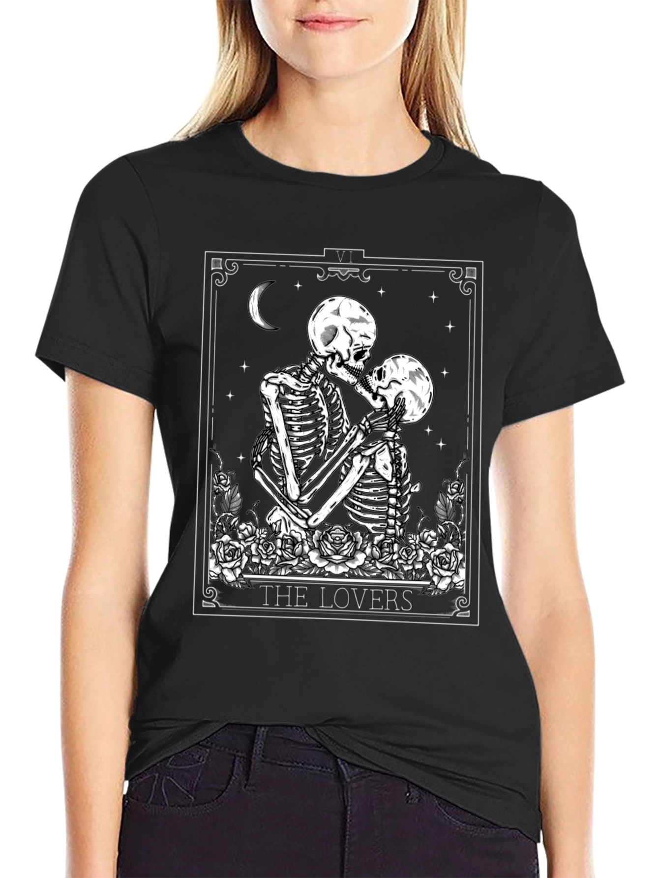 The Lovers Skeleton Tarot Card T-Shirt