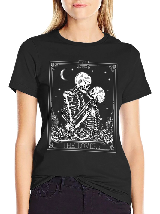 The Lovers Skeleton Tarot Card T-Shirt