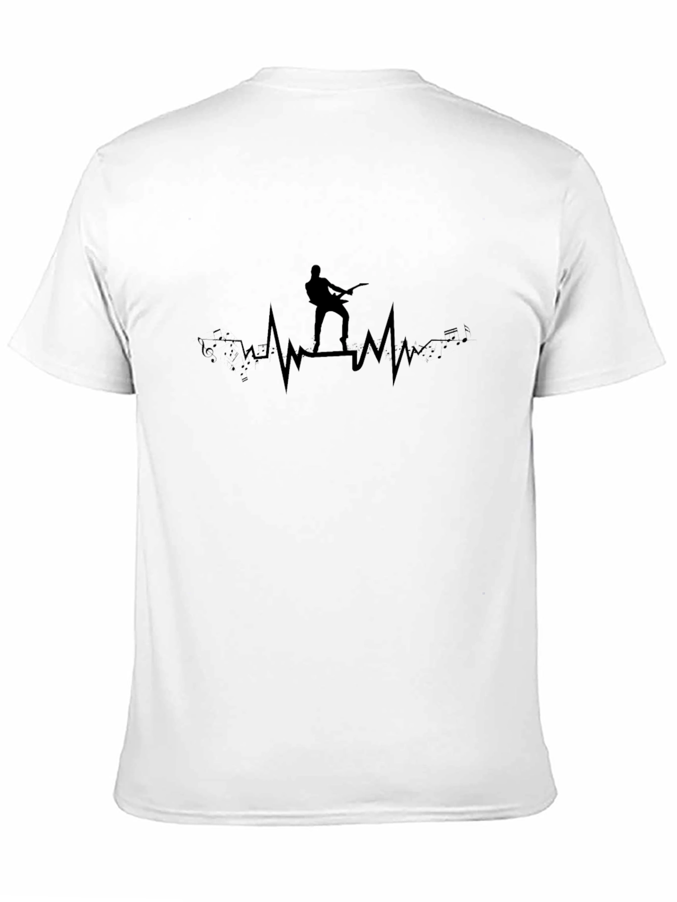 Electric Guitar Heartbeat Graphic Tee - Black