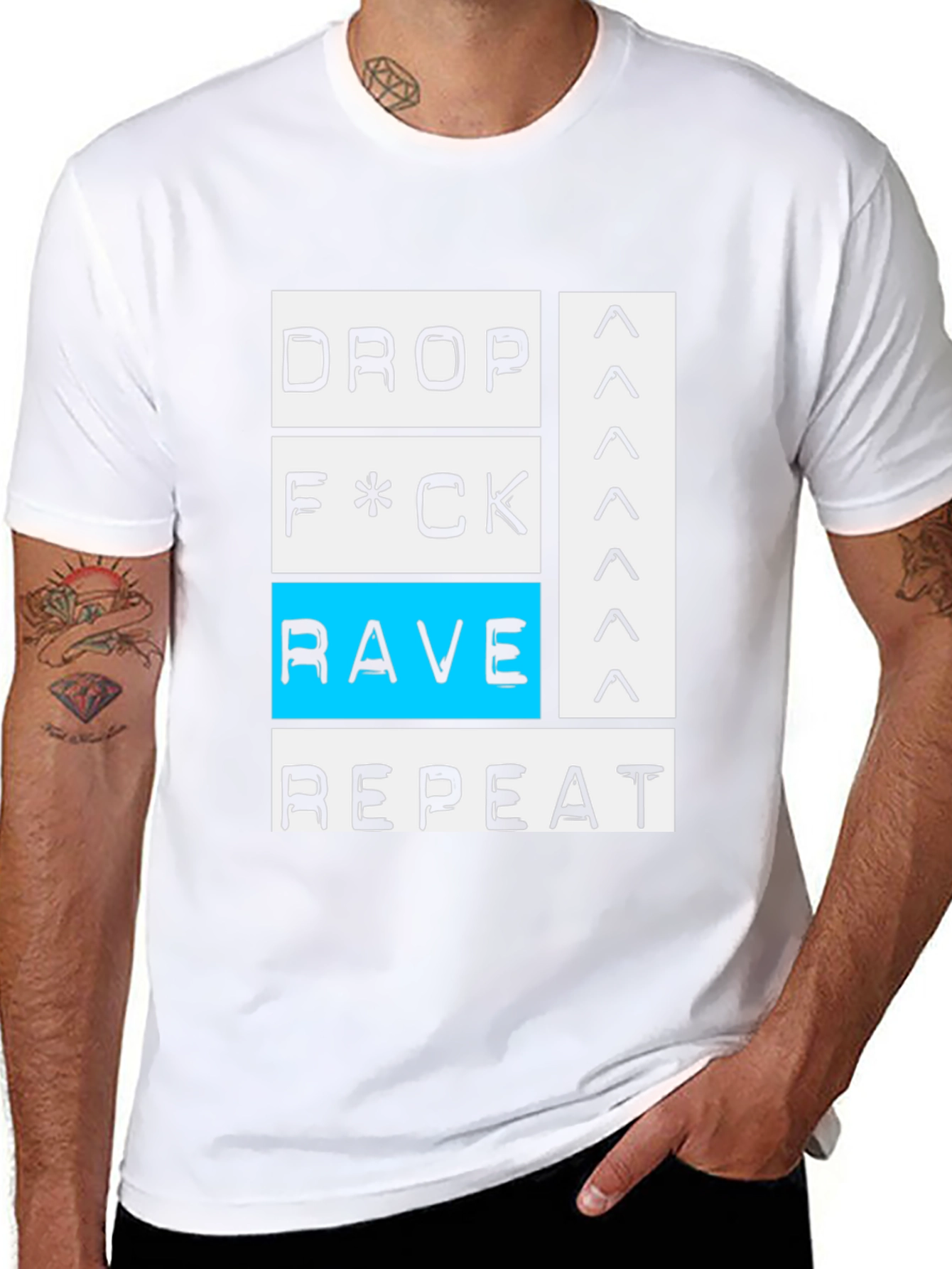 Drop Rave Repeat Black Graphic T-Shirt
