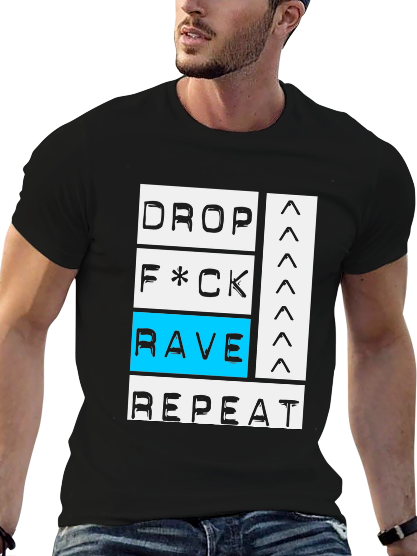 Drop Rave Repeat Black Graphic T-Shirt