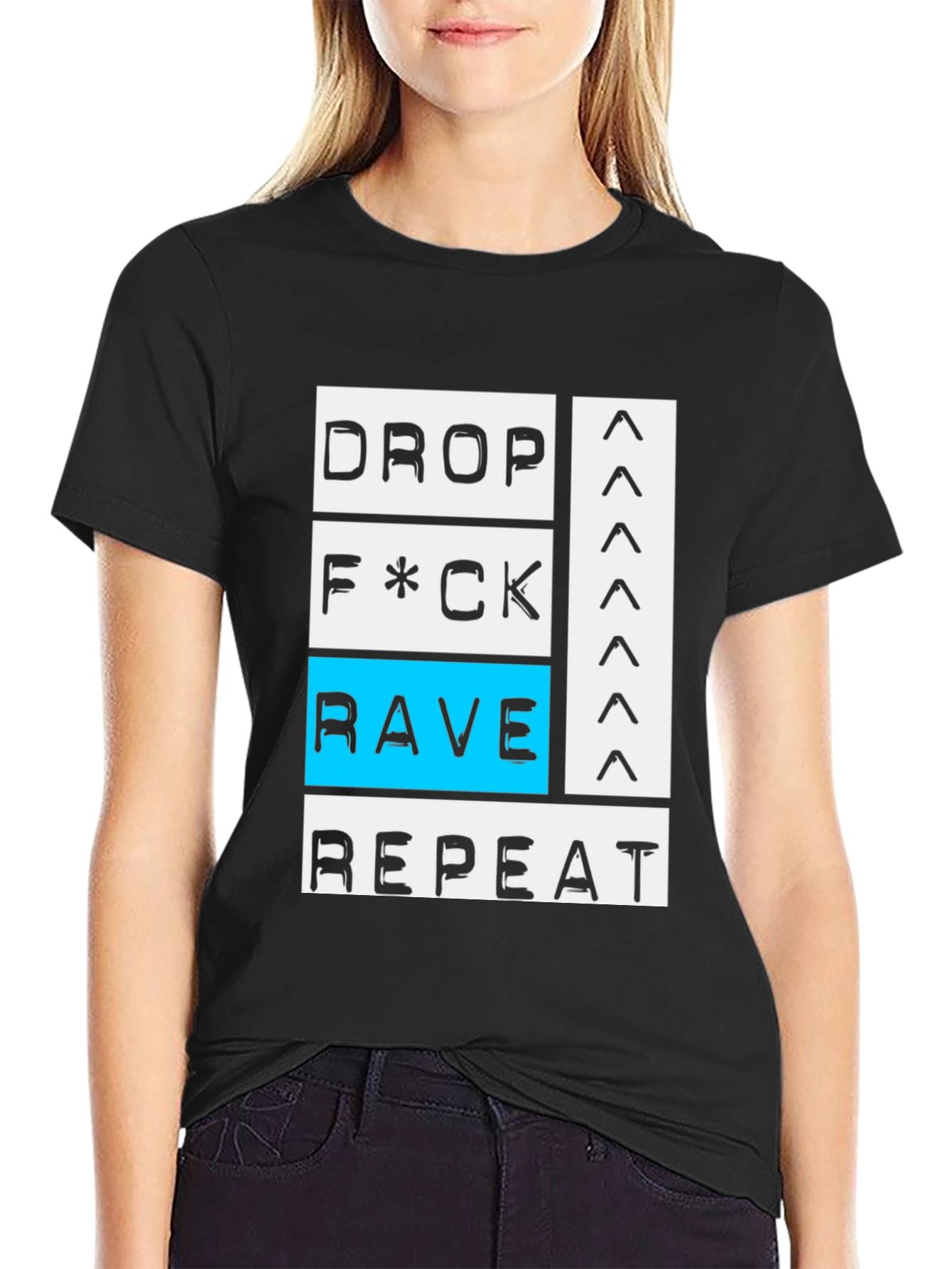 Drop Rave Repeat Black Graphic T-Shirt