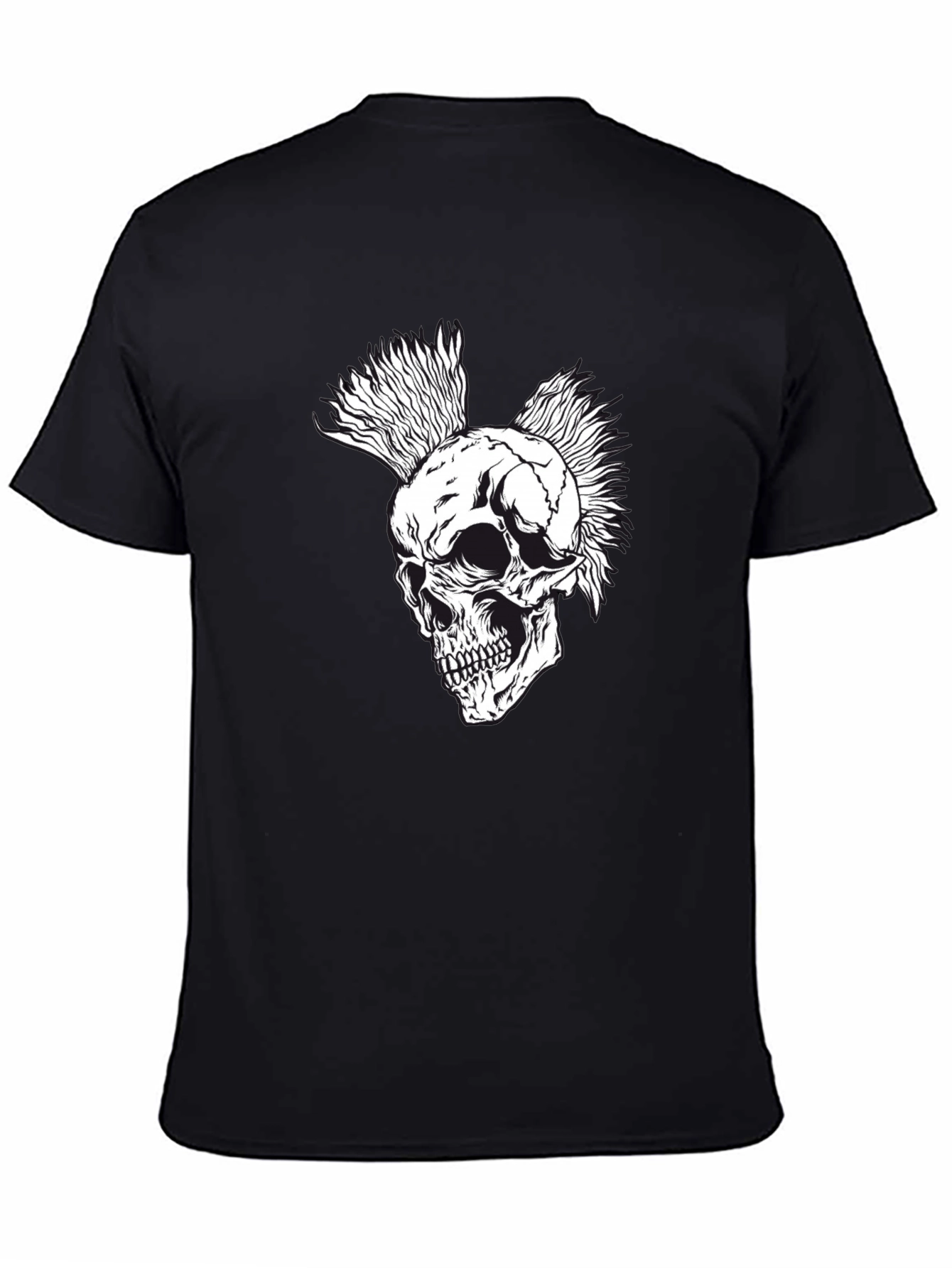 Punk Skull Graphic Tee - Black Cotton T-Shirt