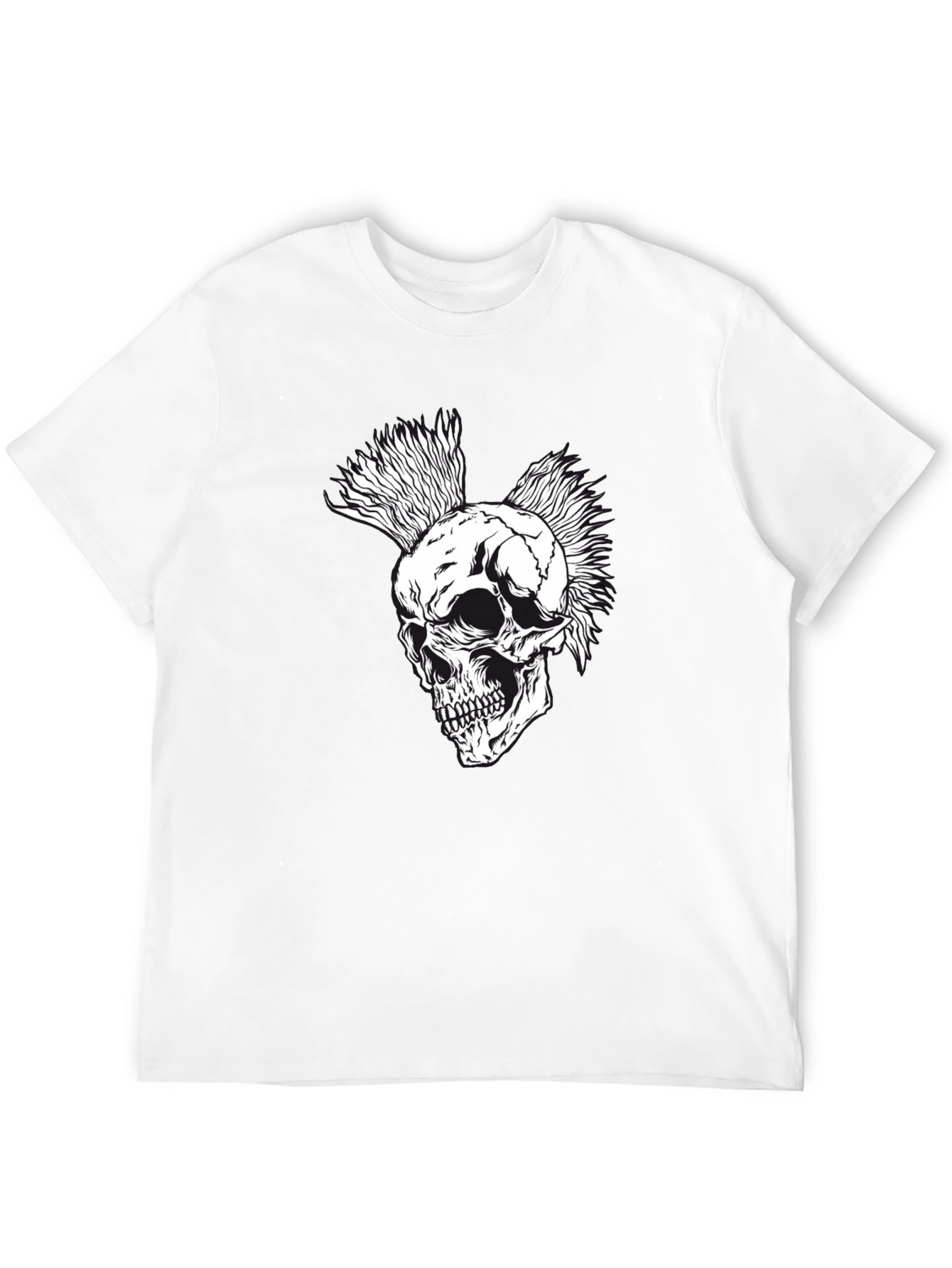 Punk Skull Graphic Tee - Black Cotton T-Shirt