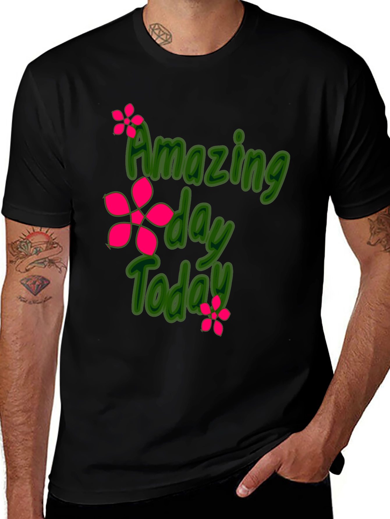 Amazing Day Today Black Graphic Tee Shirt