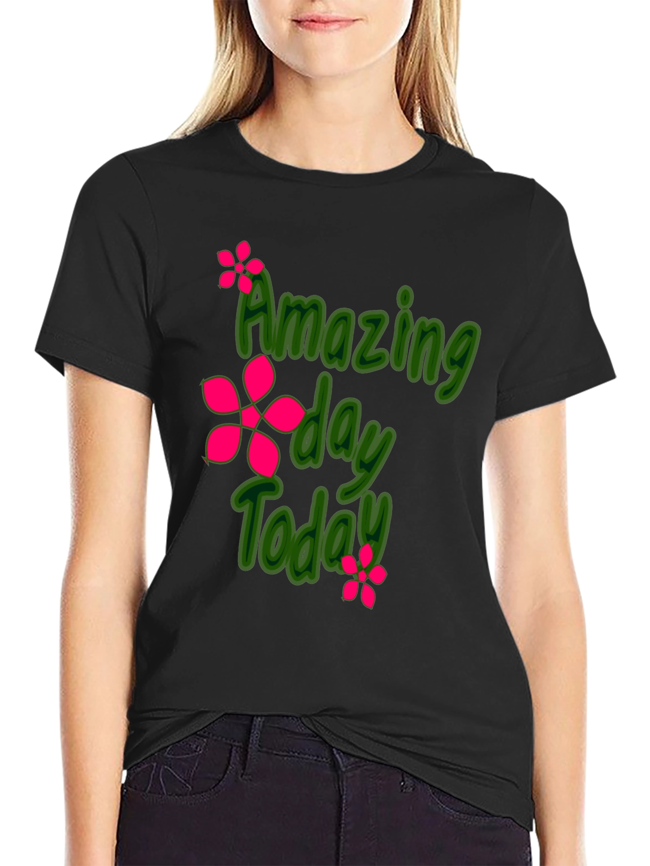 Amazing Day Today Black Graphic Tee Shirt