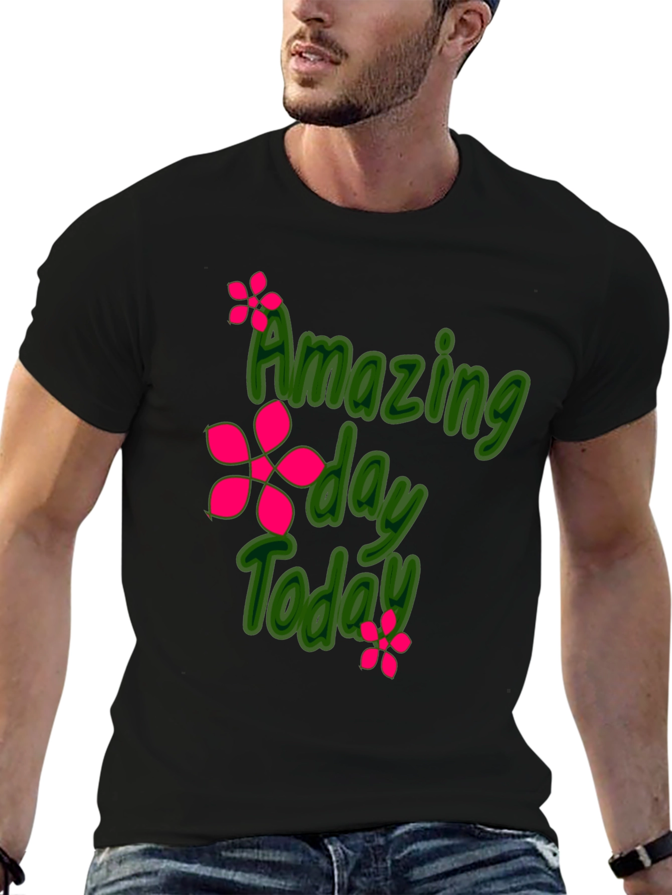 Amazing Day Today Black Graphic Tee Shirt