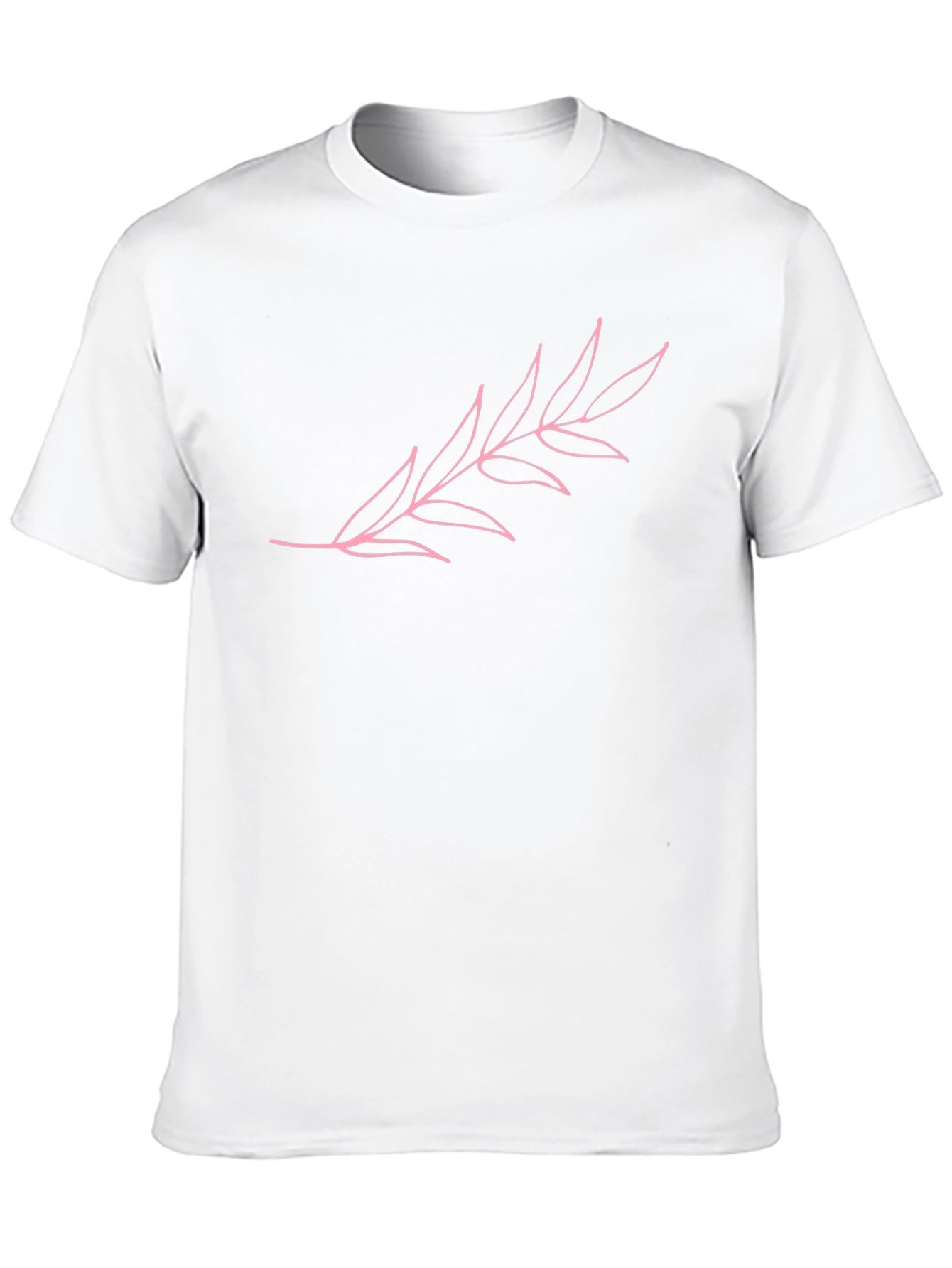 Pink Leaf Graphic Black T-Shirt
