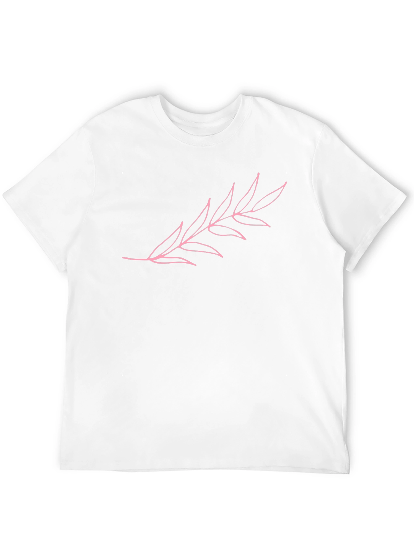 Pink Leaf Graphic Black T-Shirt