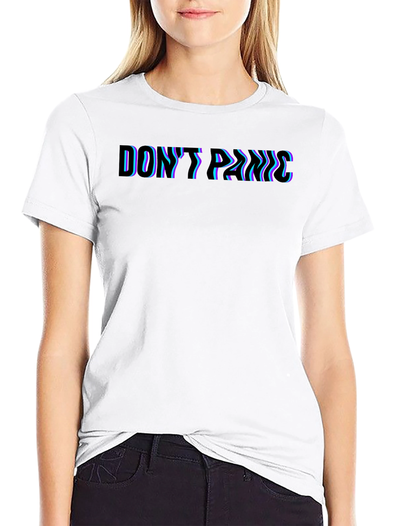 Dont Panic Glitch Tee - Premium Black T-Shirt