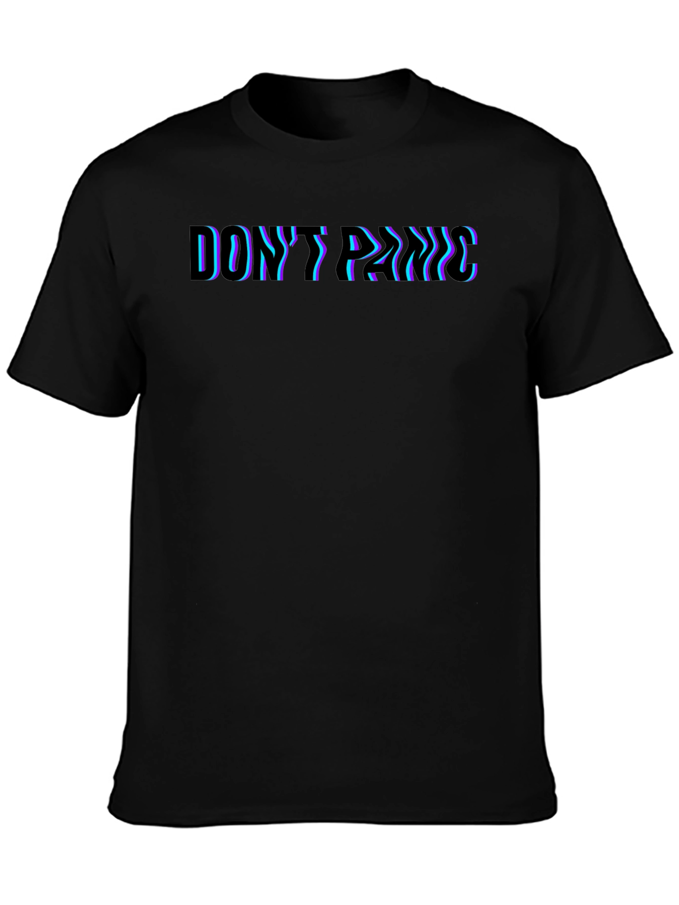 Dont Panic Glitch Tee - Premium Black T-Shirt