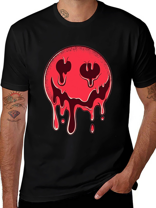 Melting Smiley Face Graphic Tee - Edgy Style