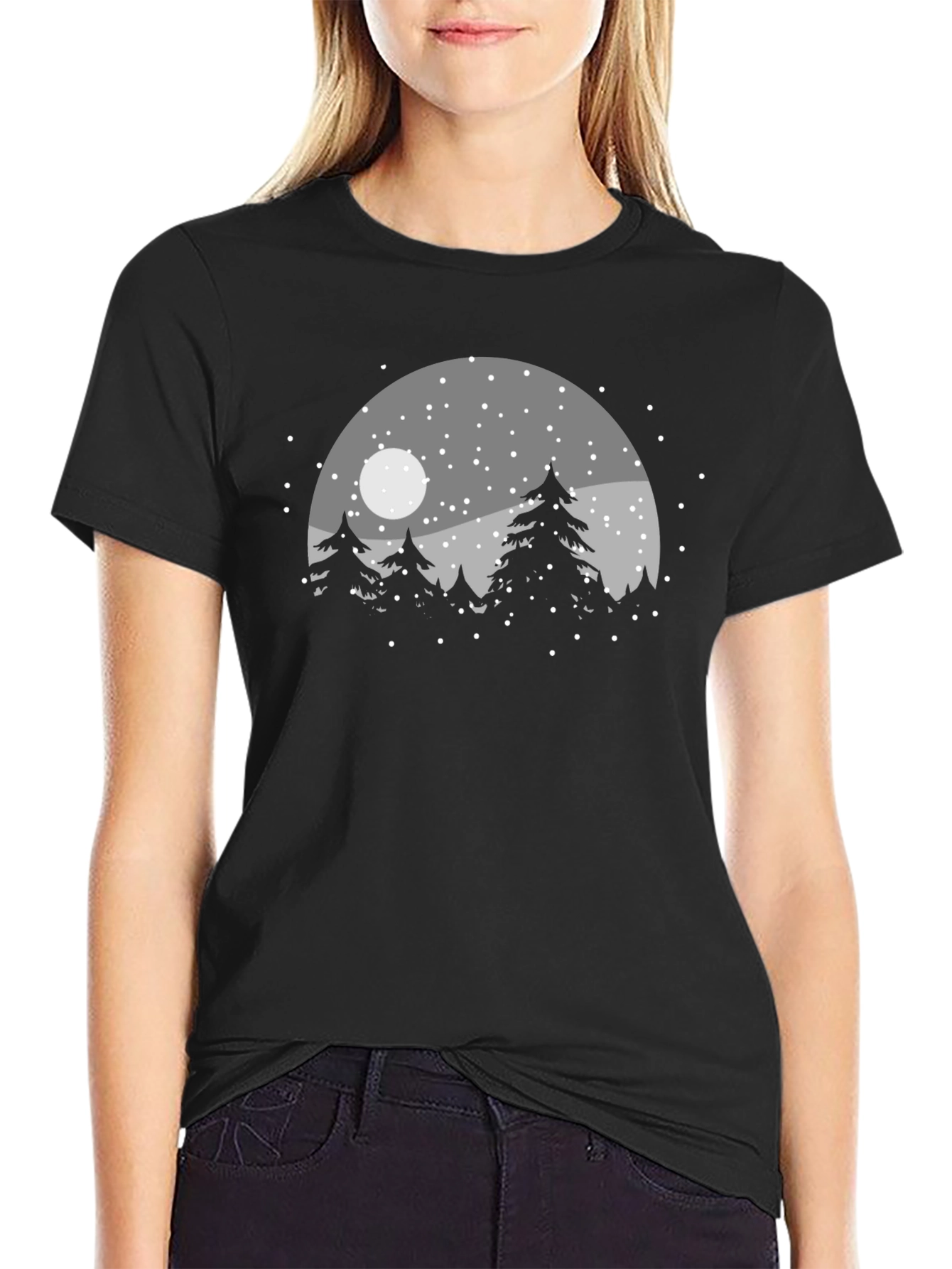 Winter Forest Graphic Tee - Black Unisex T-Shirt