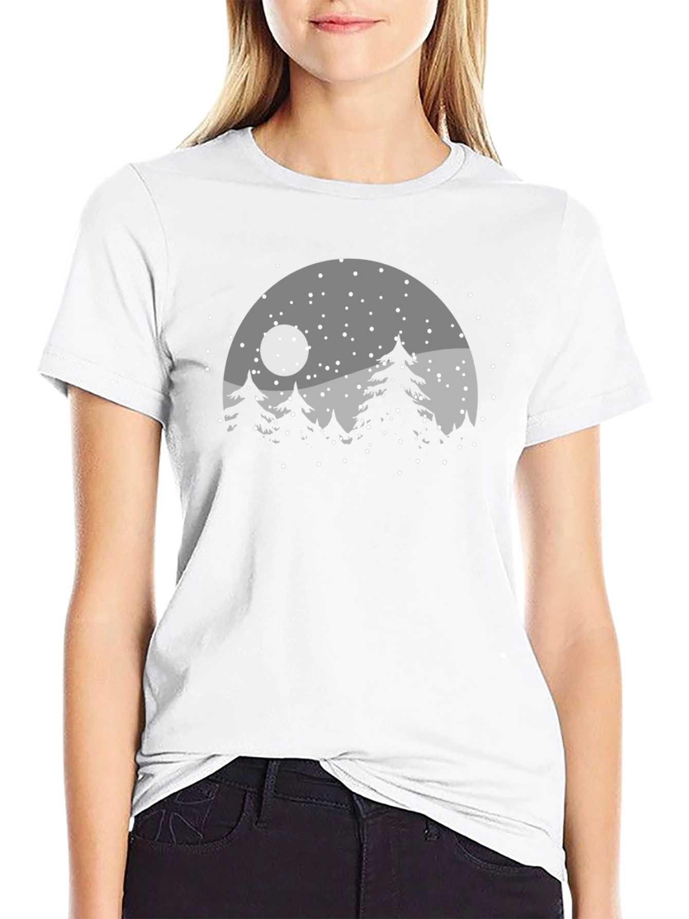 Winter Forest Graphic Tee - Black Unisex T-Shirt