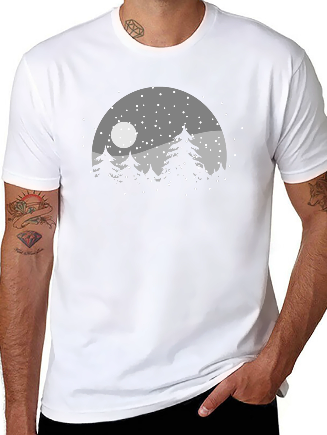 Winter Forest Graphic Tee - Black Unisex T-Shirt