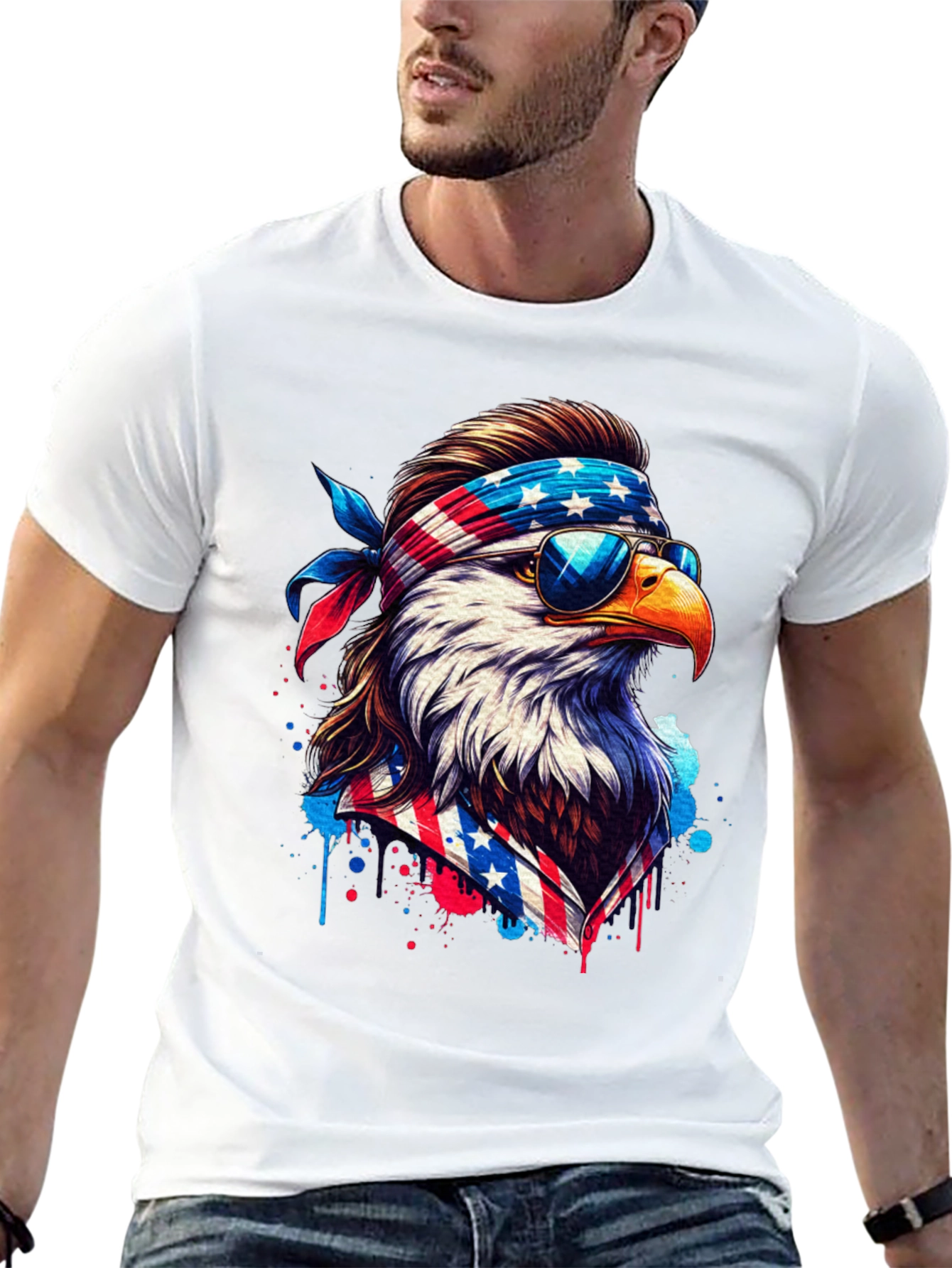 Patriotic Eagle T-Shirt - American Flag Design