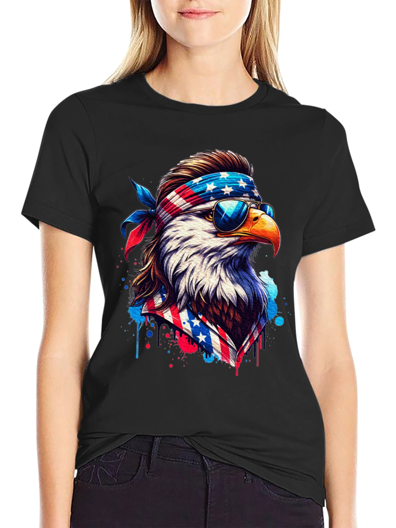 Patriotic Eagle T-Shirt - American Flag Design