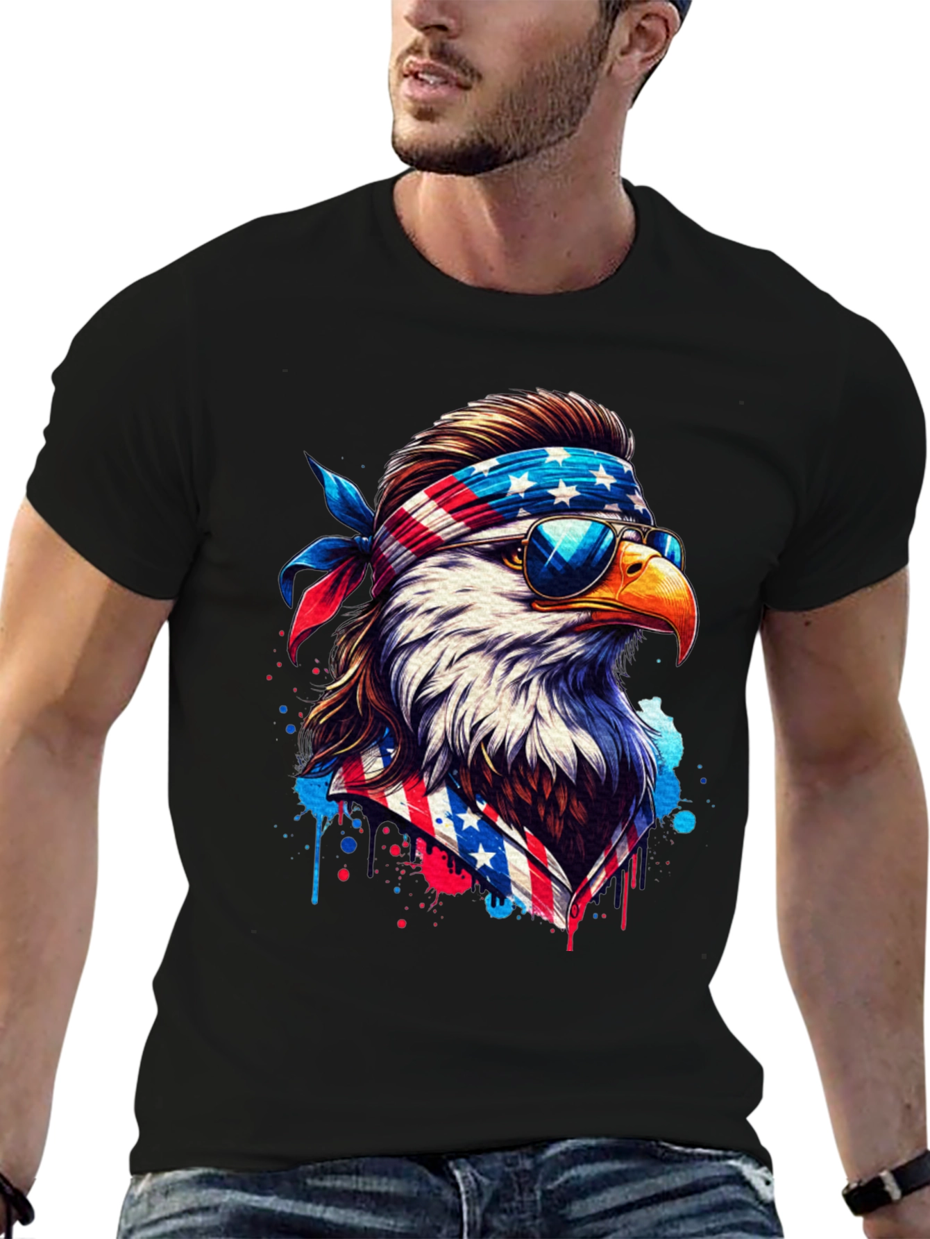 Patriotic Eagle T-Shirt - American Flag Design