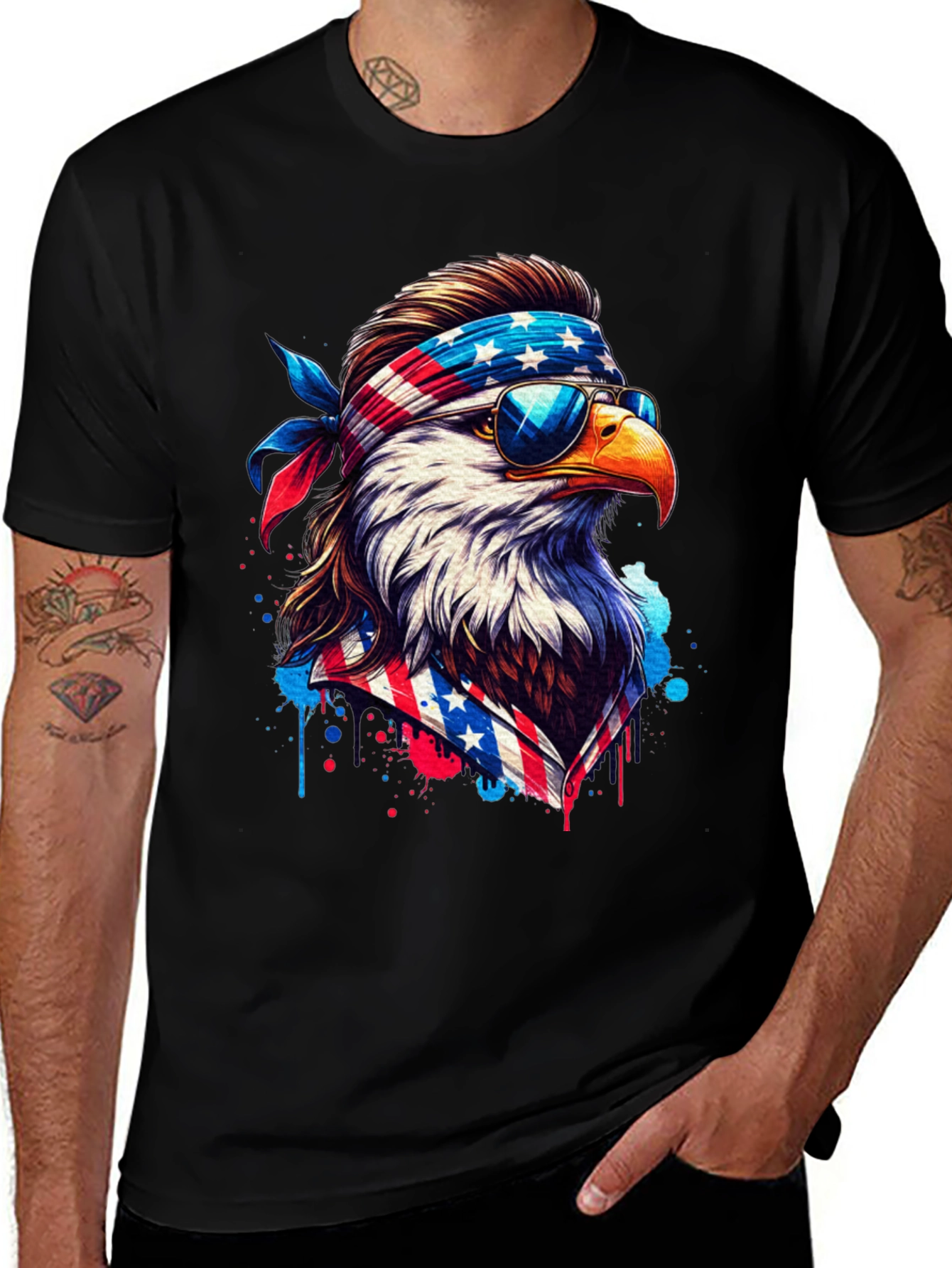 Patriotic Eagle T-Shirt - American Flag Design