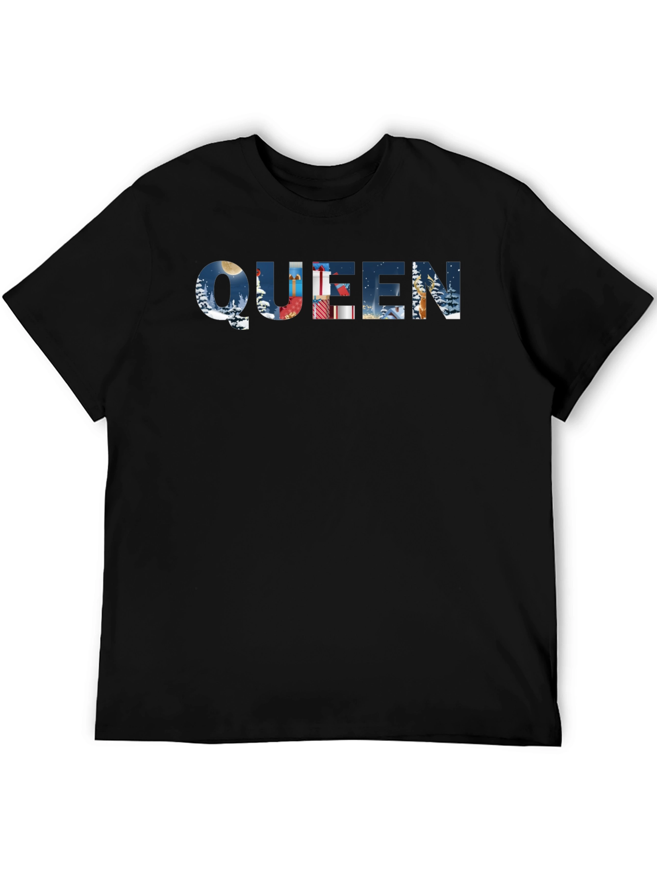 Queen Winter Scene Black T-Shirt