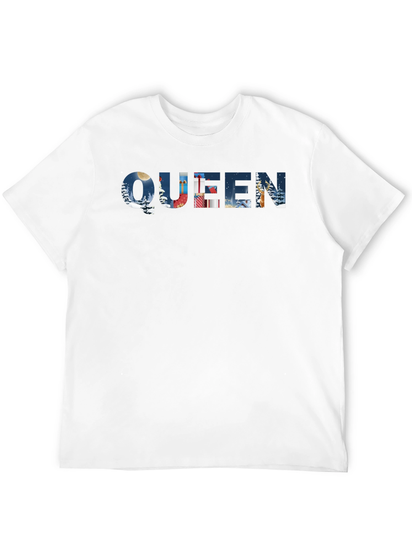Queen Winter Scene Black T-Shirt