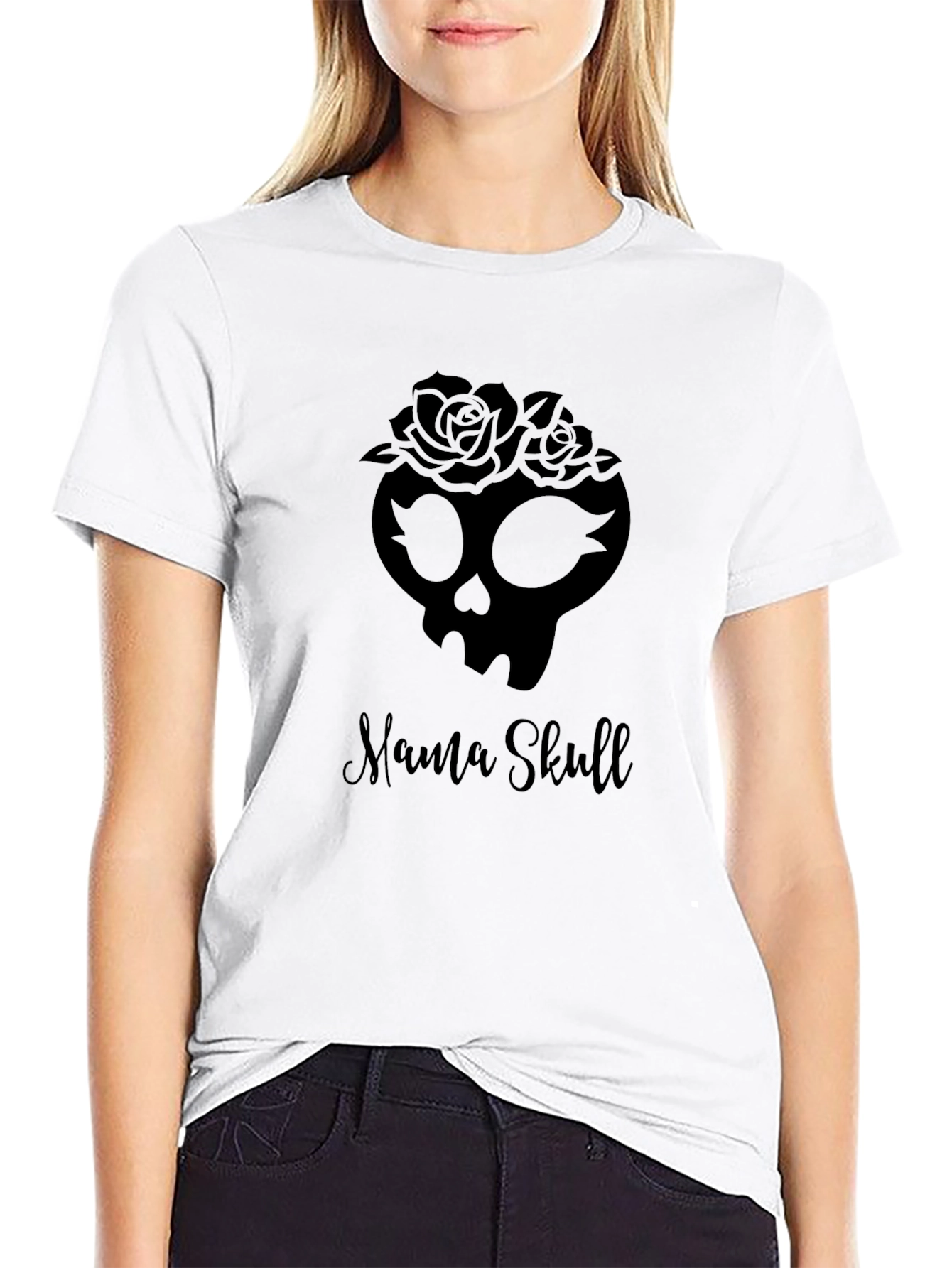 Mama Skull Graphic Tee - Black Cotton T-Shirt