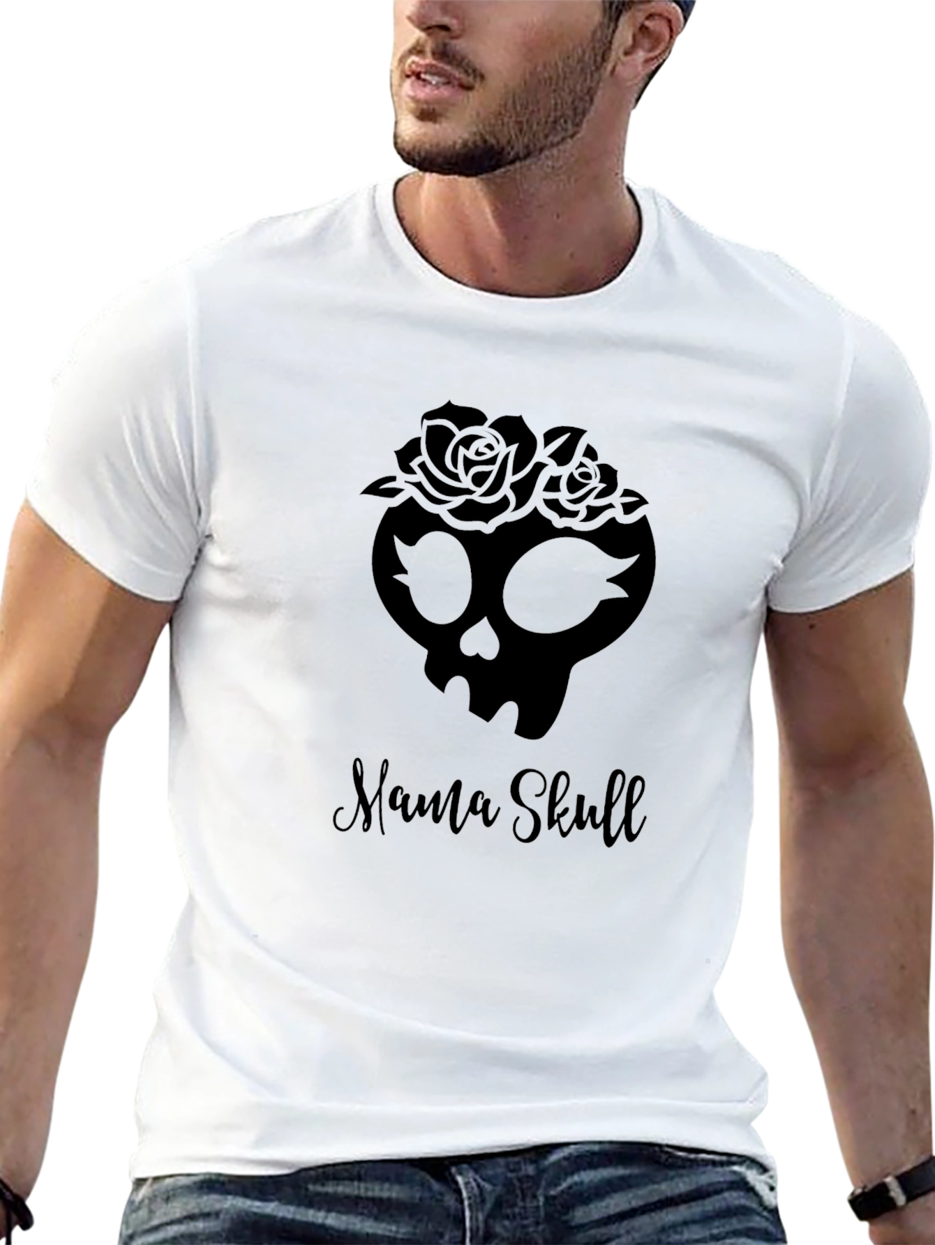 Mama Skull Graphic Tee - Black Cotton T-Shirt