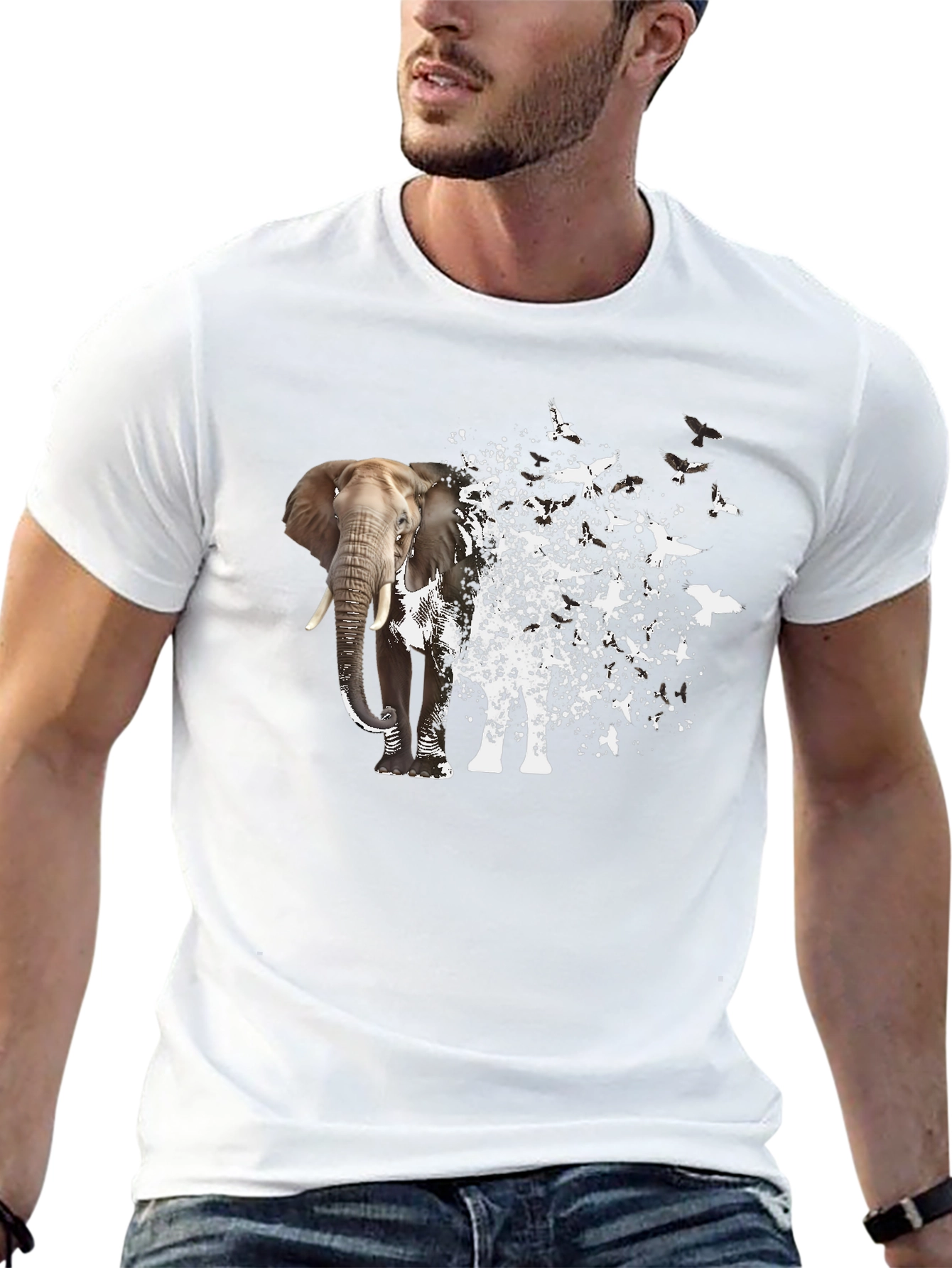 Elephant to Bird Transformation Graphic Tee