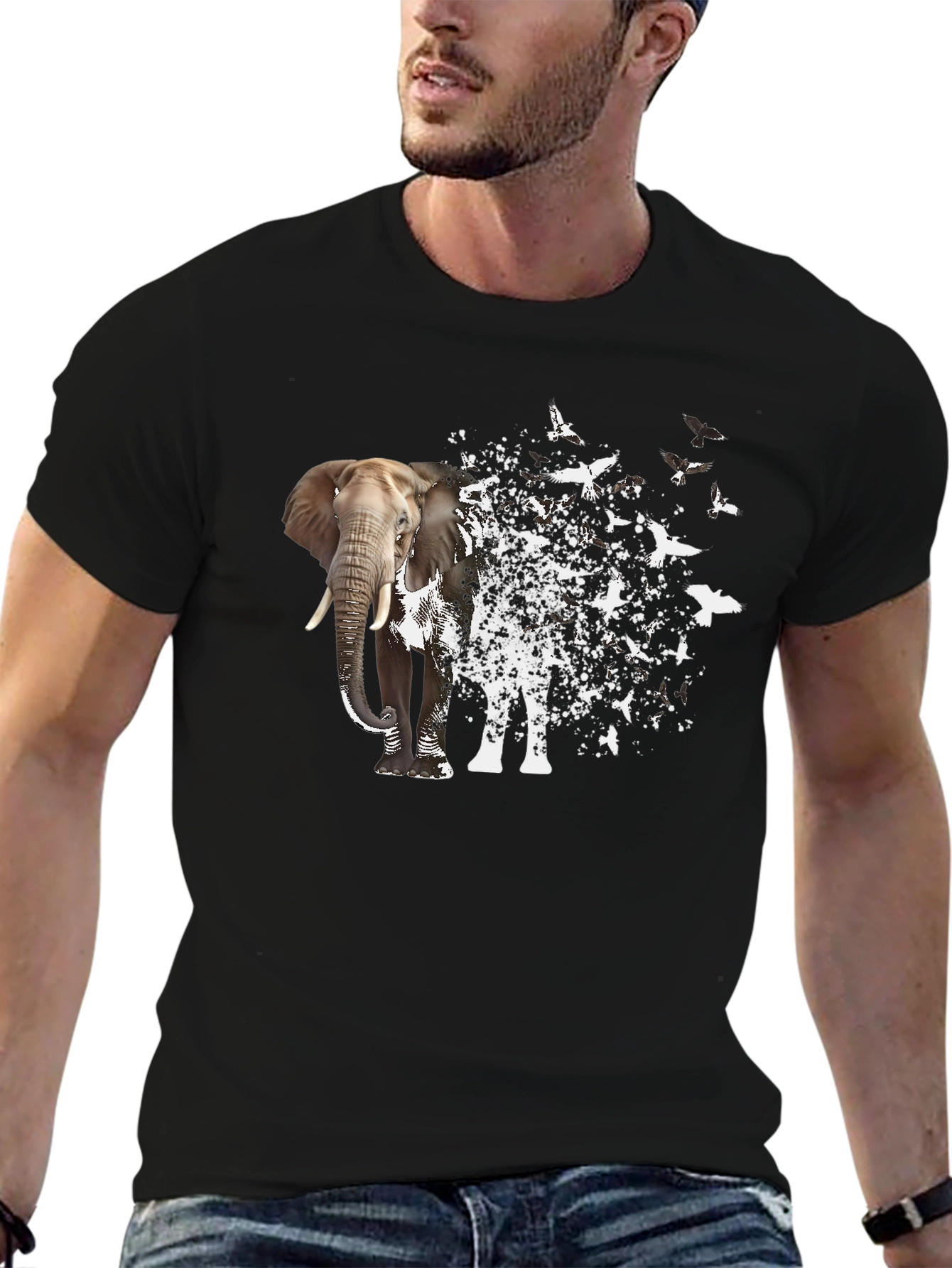 Elephant to Bird Transformation Graphic Tee