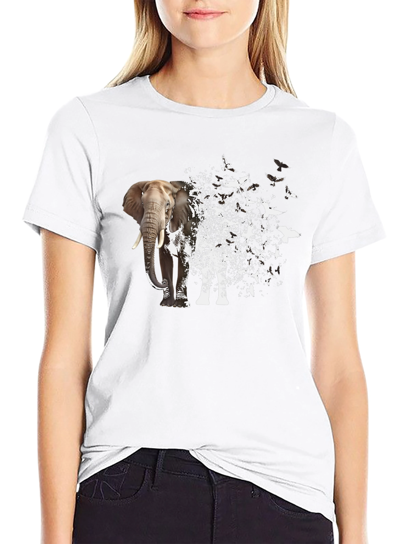 Elephant to Bird Transformation Graphic Tee