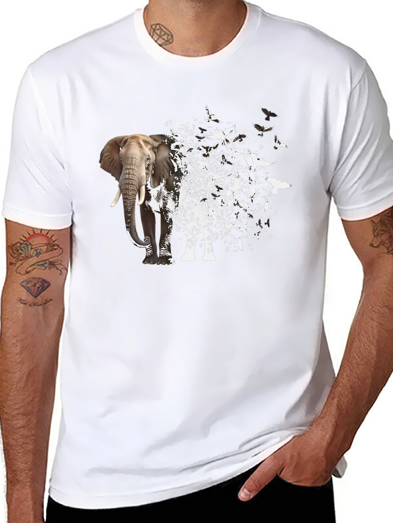 Elephant to Bird Transformation Graphic Tee