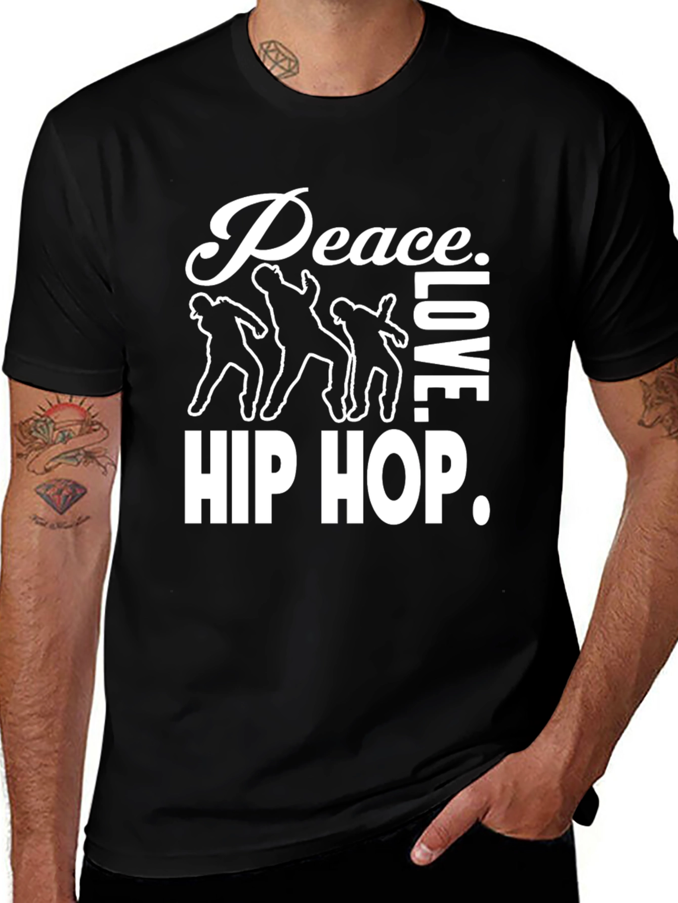 Peace Love Hip Hop Graphic Tee - Black