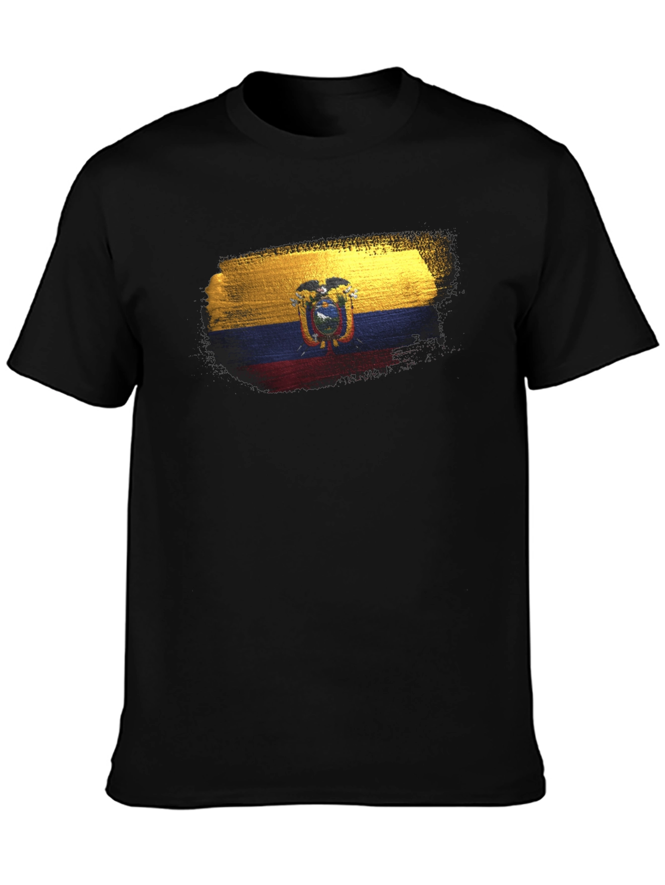 Ecuador Flag T-Shirt - Black Crew Neck Tee