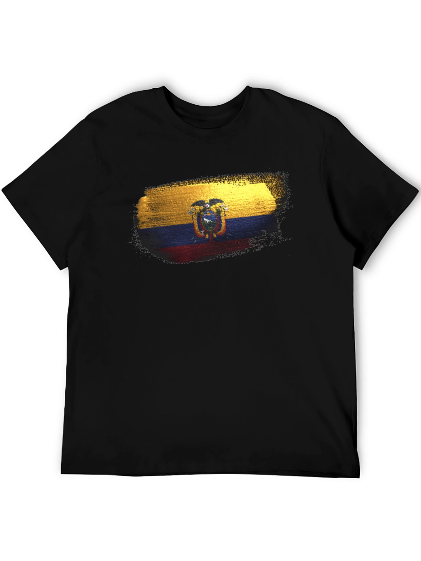 Ecuador Flag T-Shirt - Black Crew Neck Tee