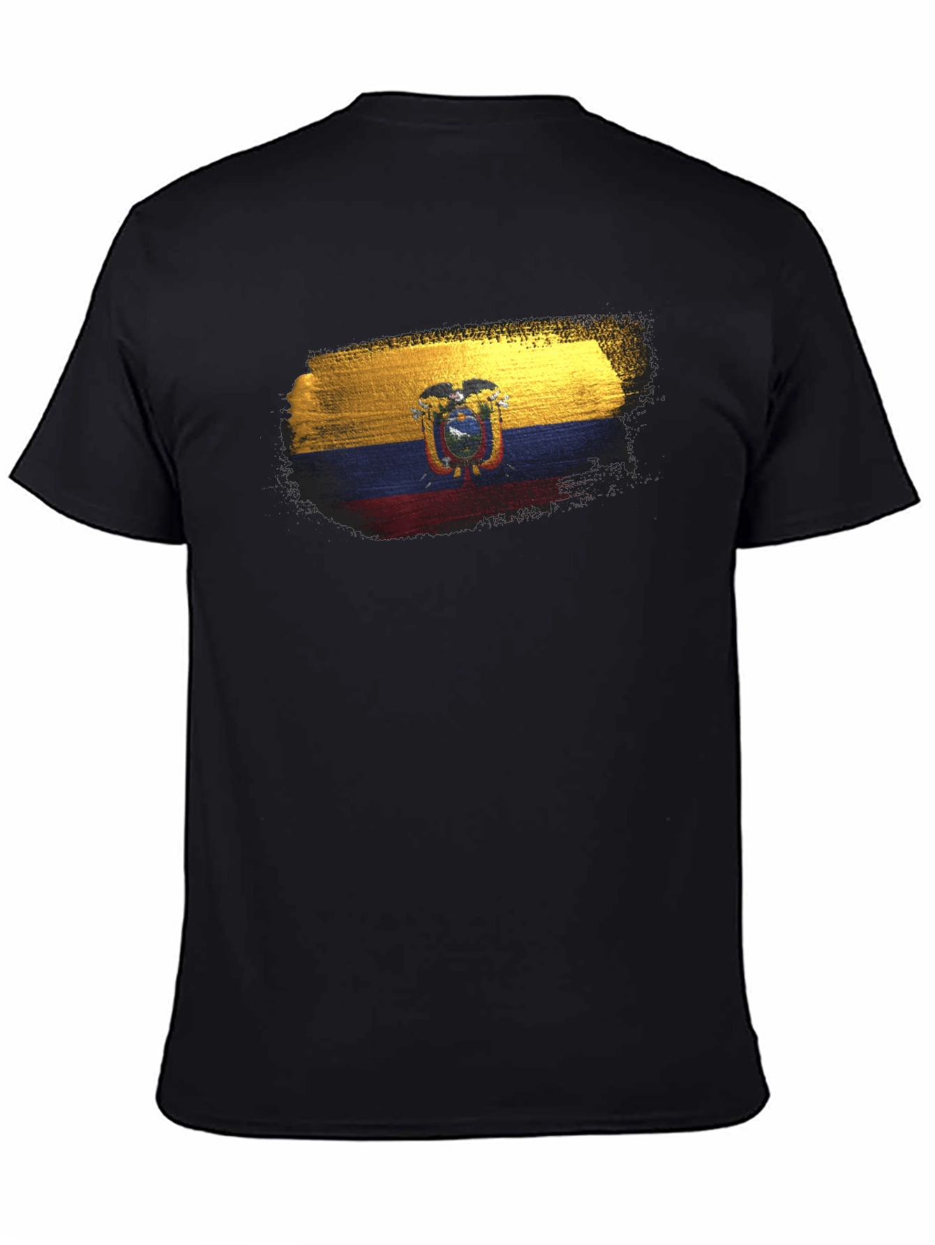 Ecuador Flag T-Shirt - Black Crew Neck Tee
