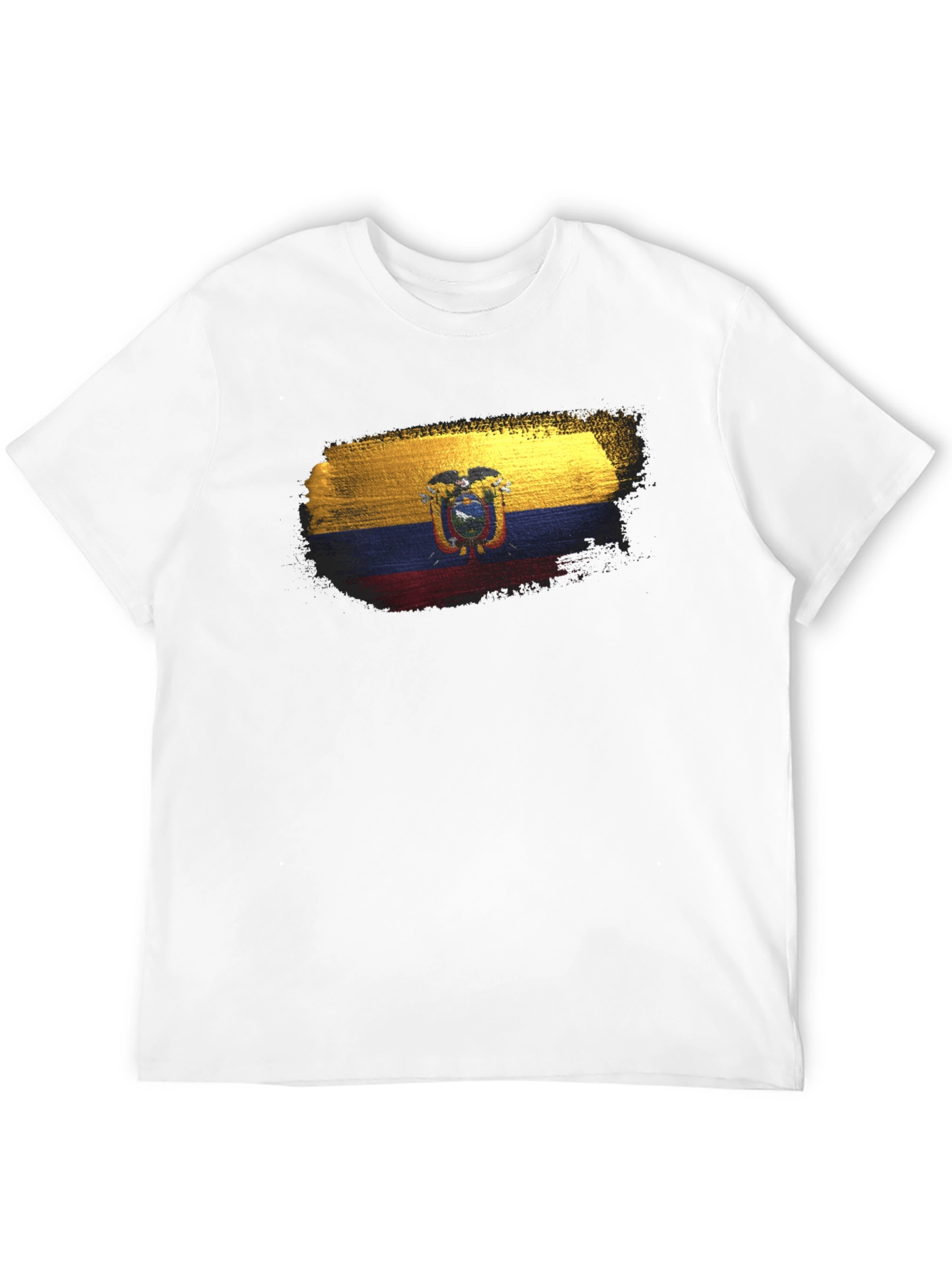 Ecuador Flag T-Shirt - Black Crew Neck Tee