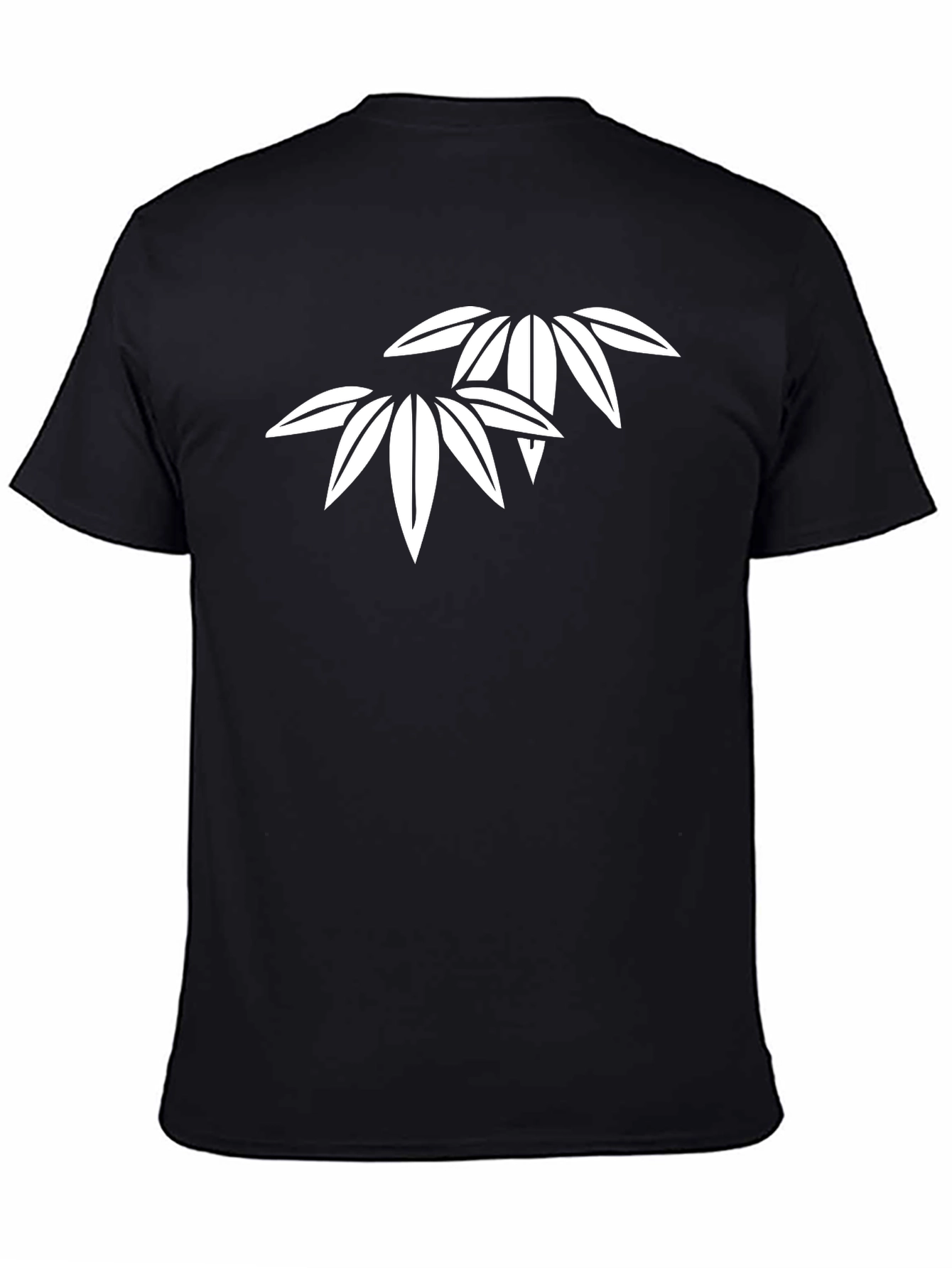 Minimalist Bamboo Leaf Graphic Black T-Shirt