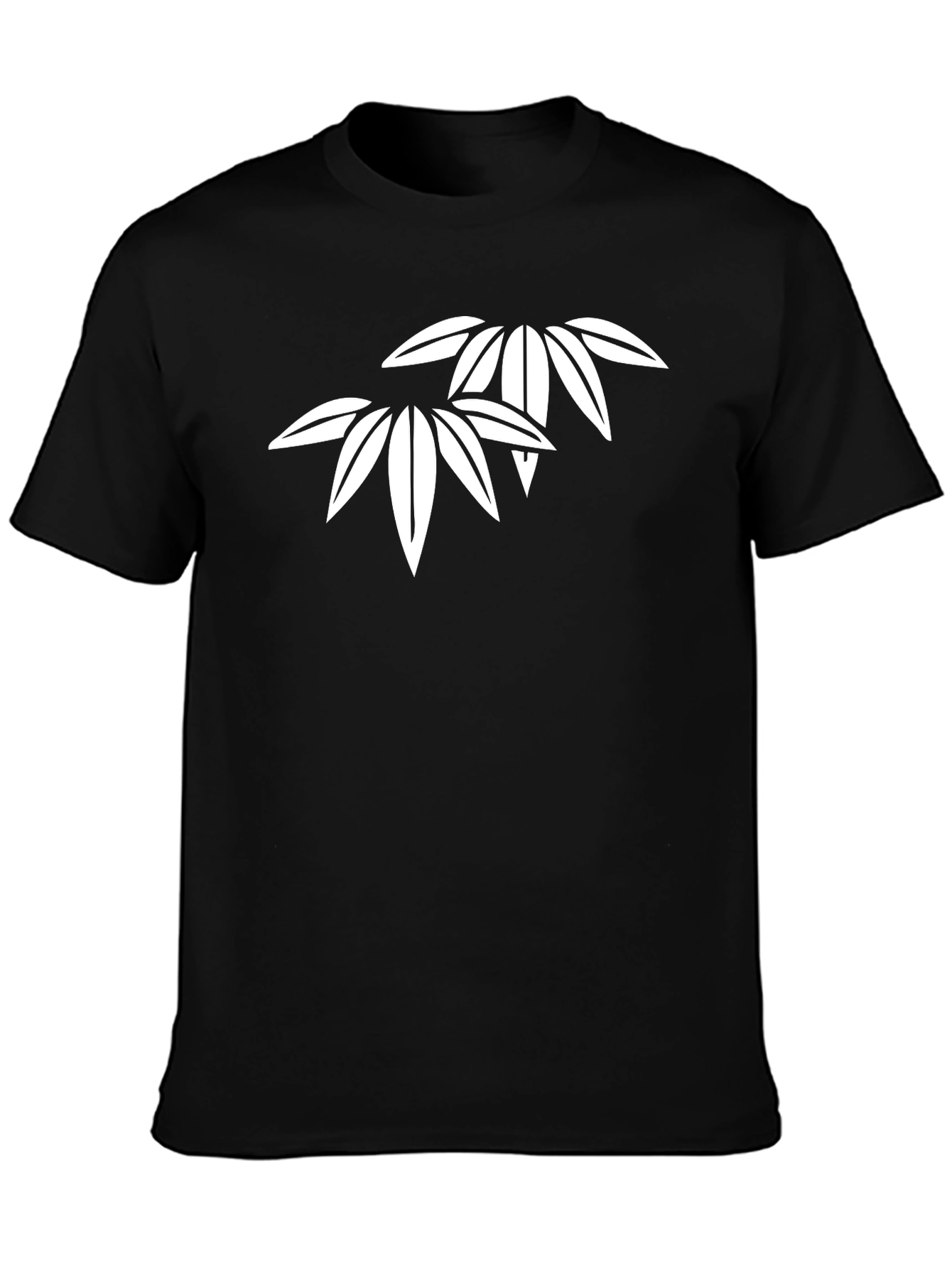 Minimalist Bamboo Leaf Graphic Black T-Shirt