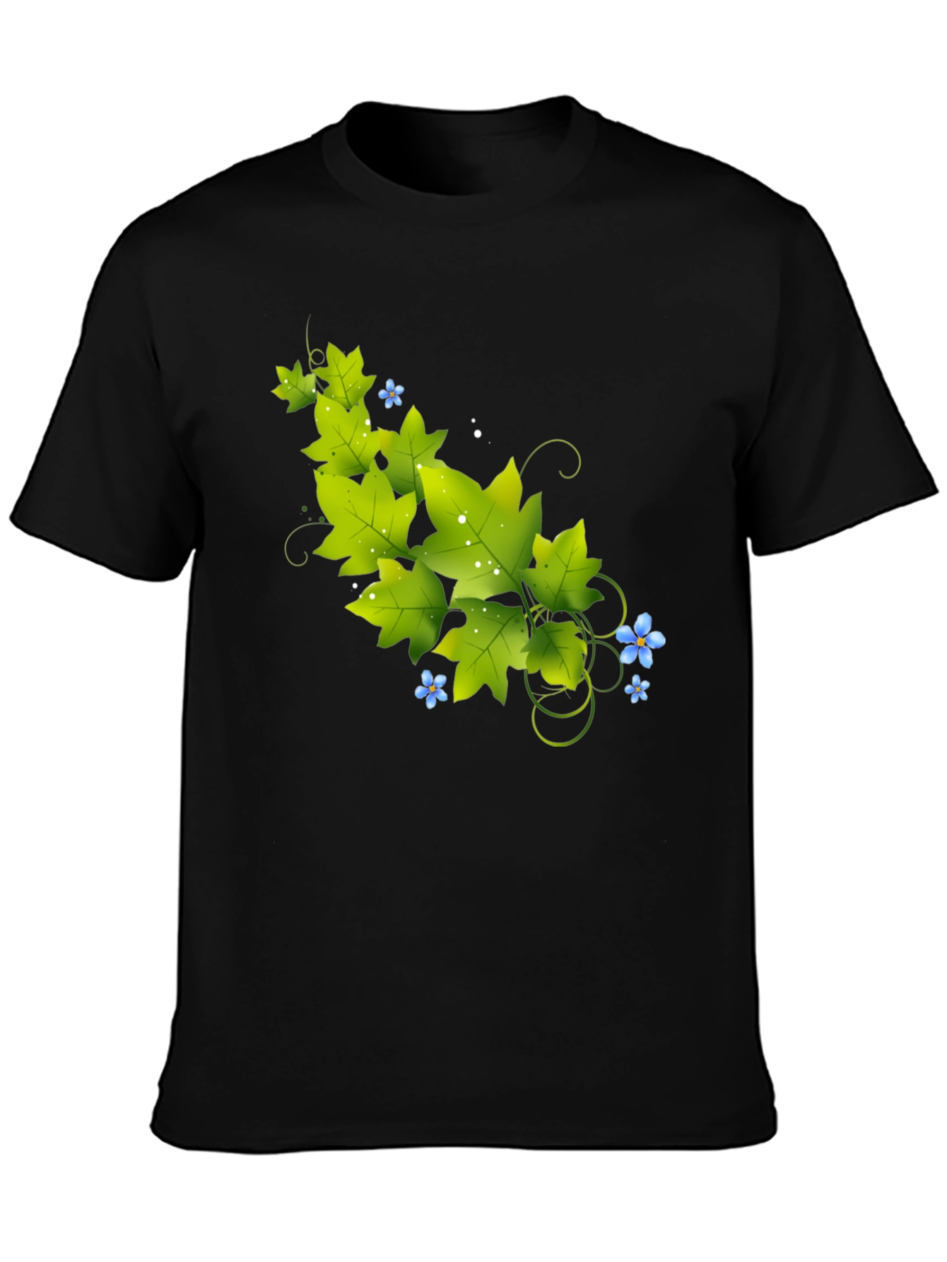 Nature Vine Graphic Black T-Shirt