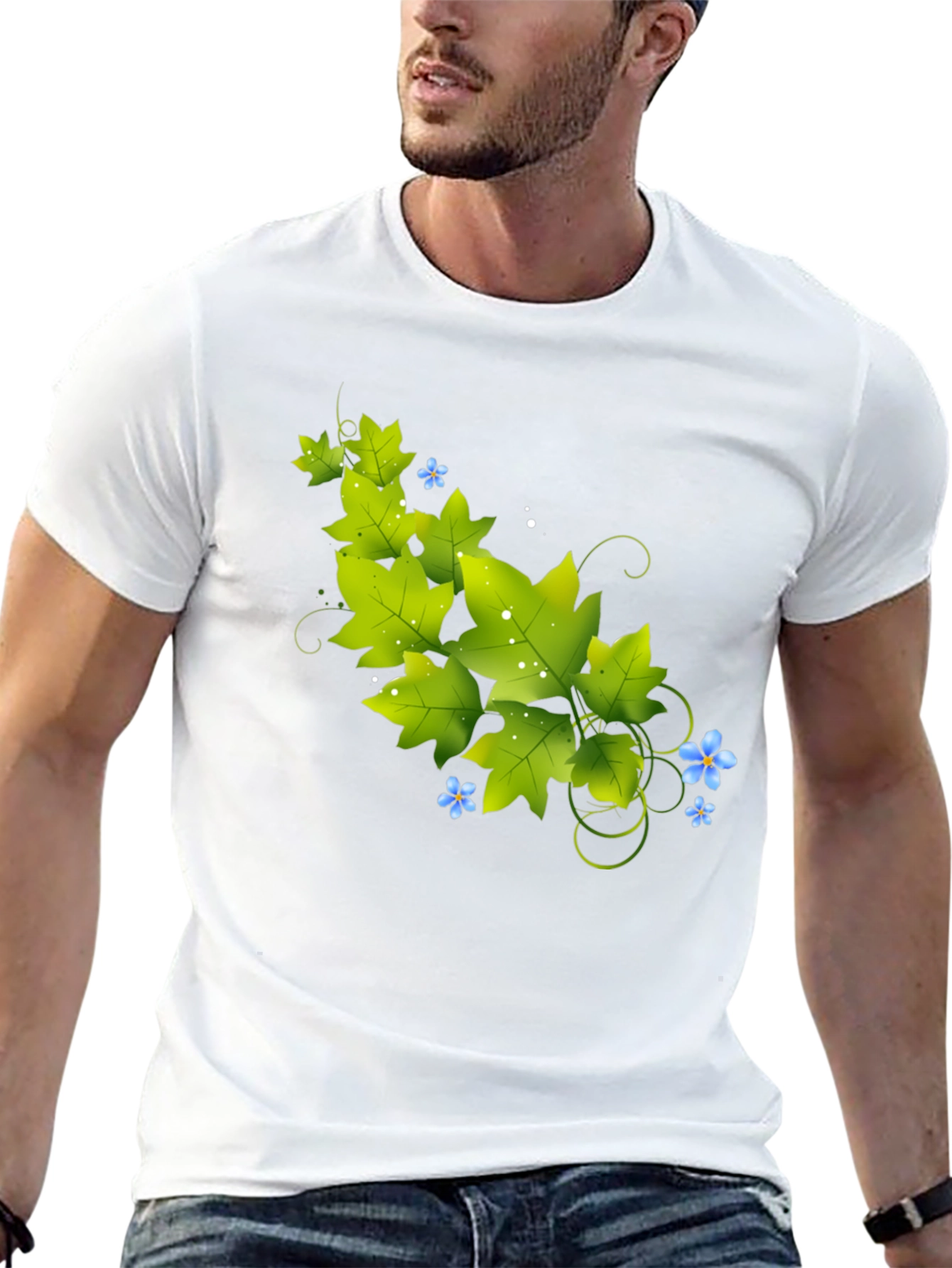 Nature Vine Graphic Black T-Shirt