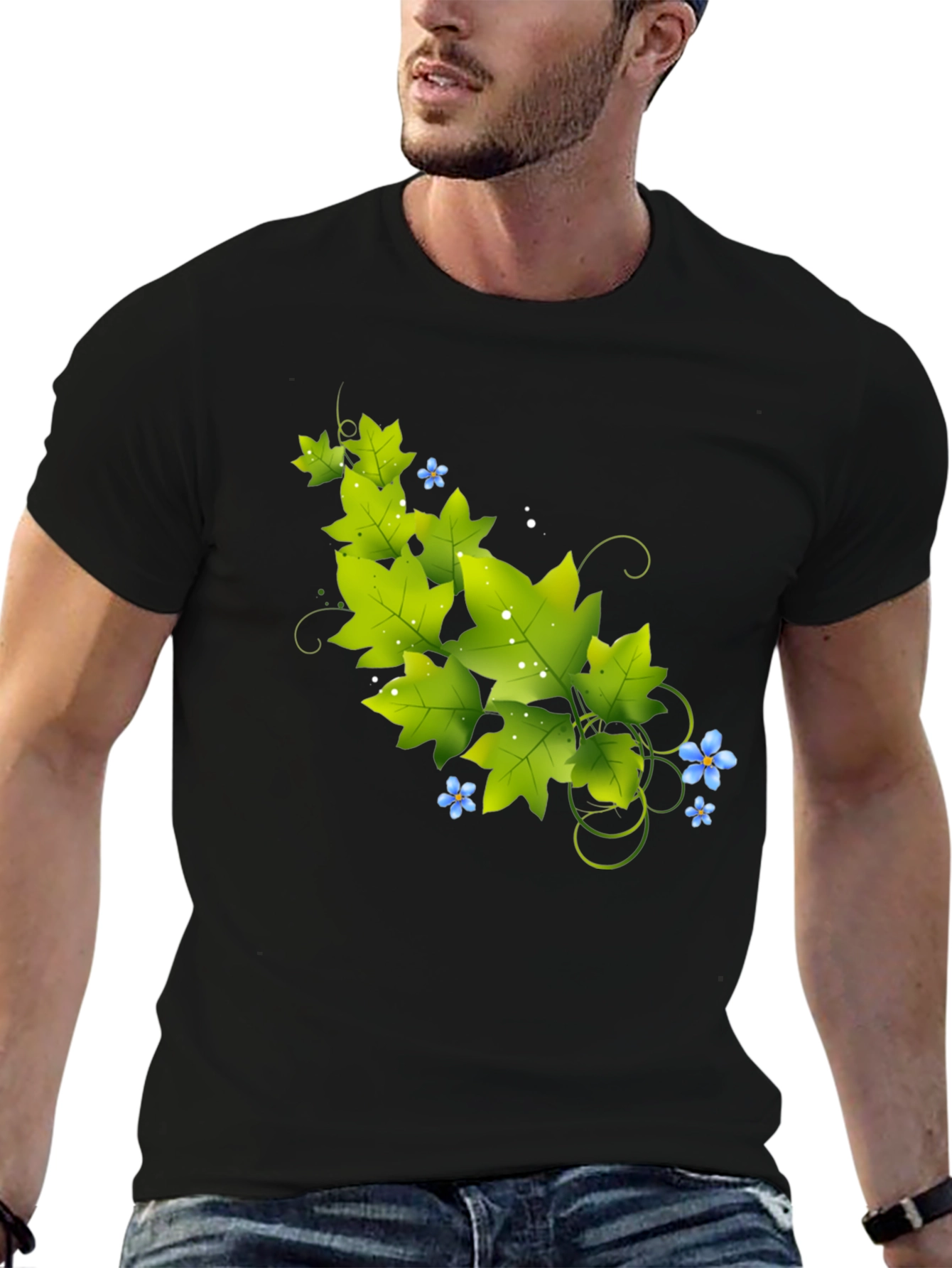 Nature Vine Graphic Black T-Shirt