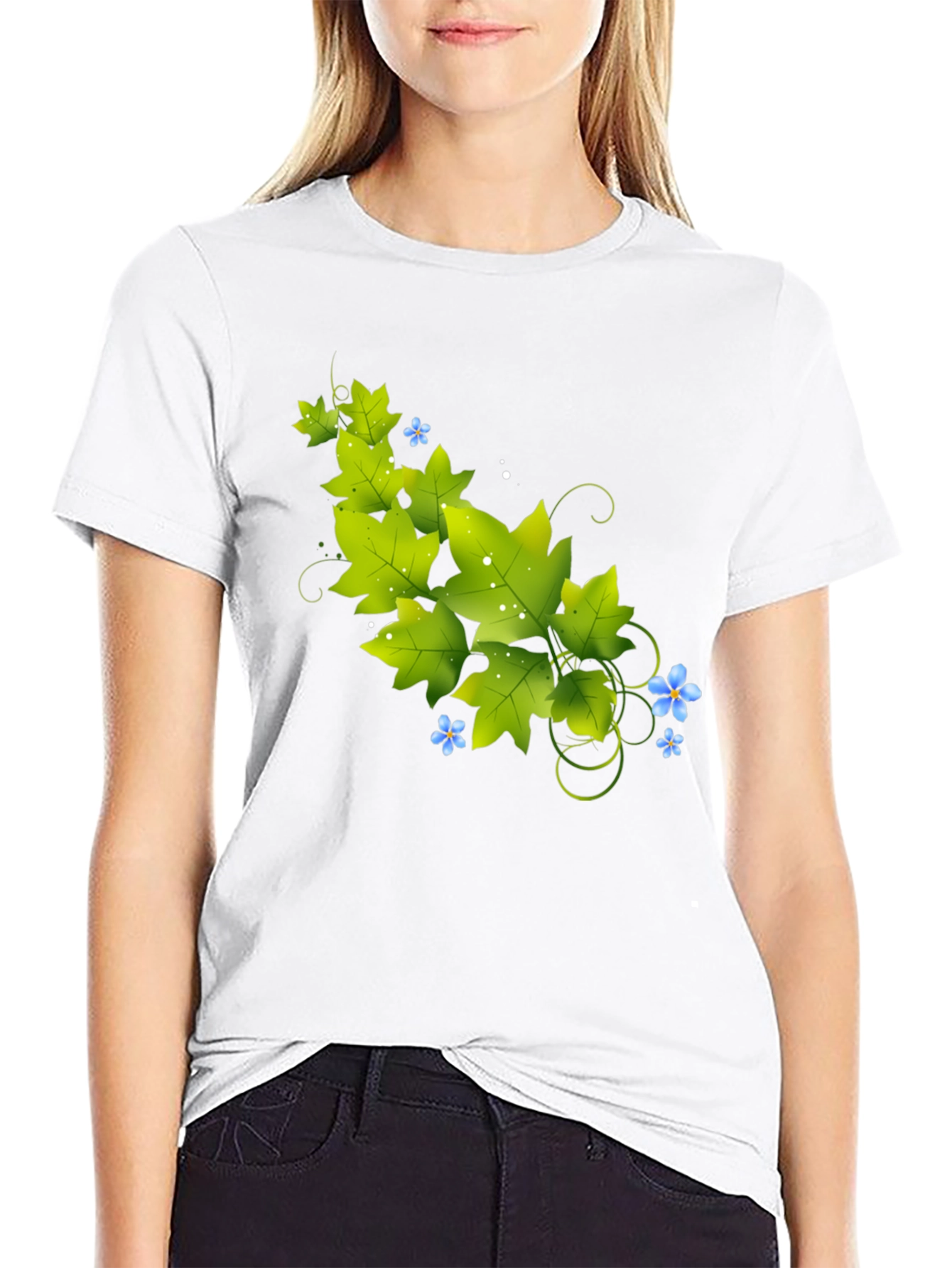 Nature Vine Graphic Black T-Shirt