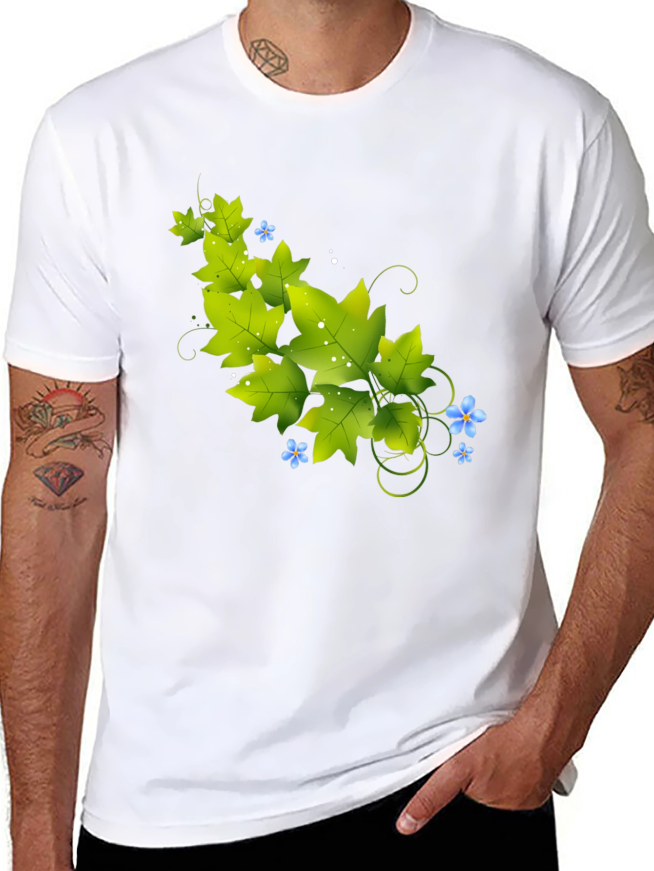 Nature Vine Graphic Black T-Shirt