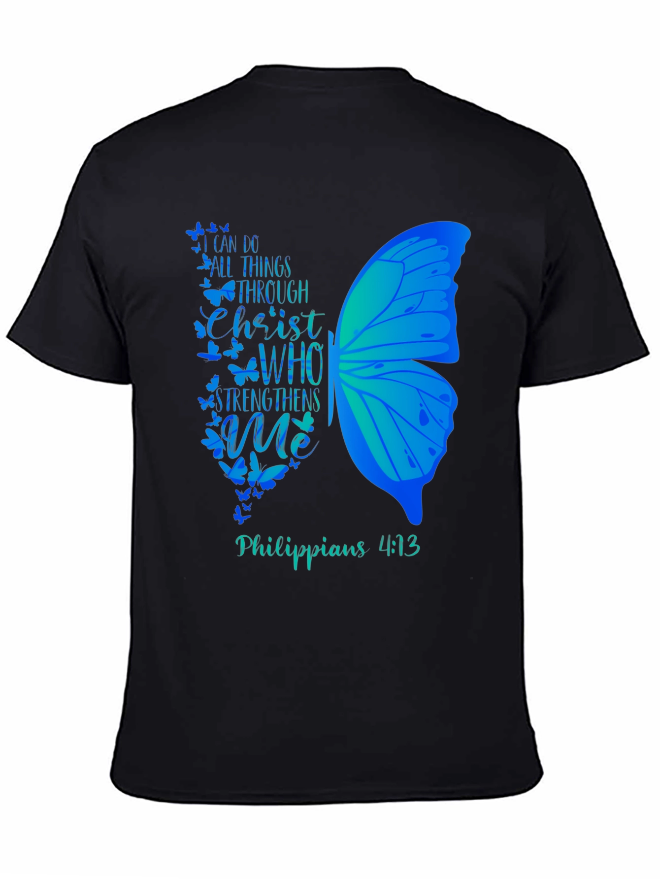 Christian Butterfly Graphic T-Shirt - Philippians 4:13