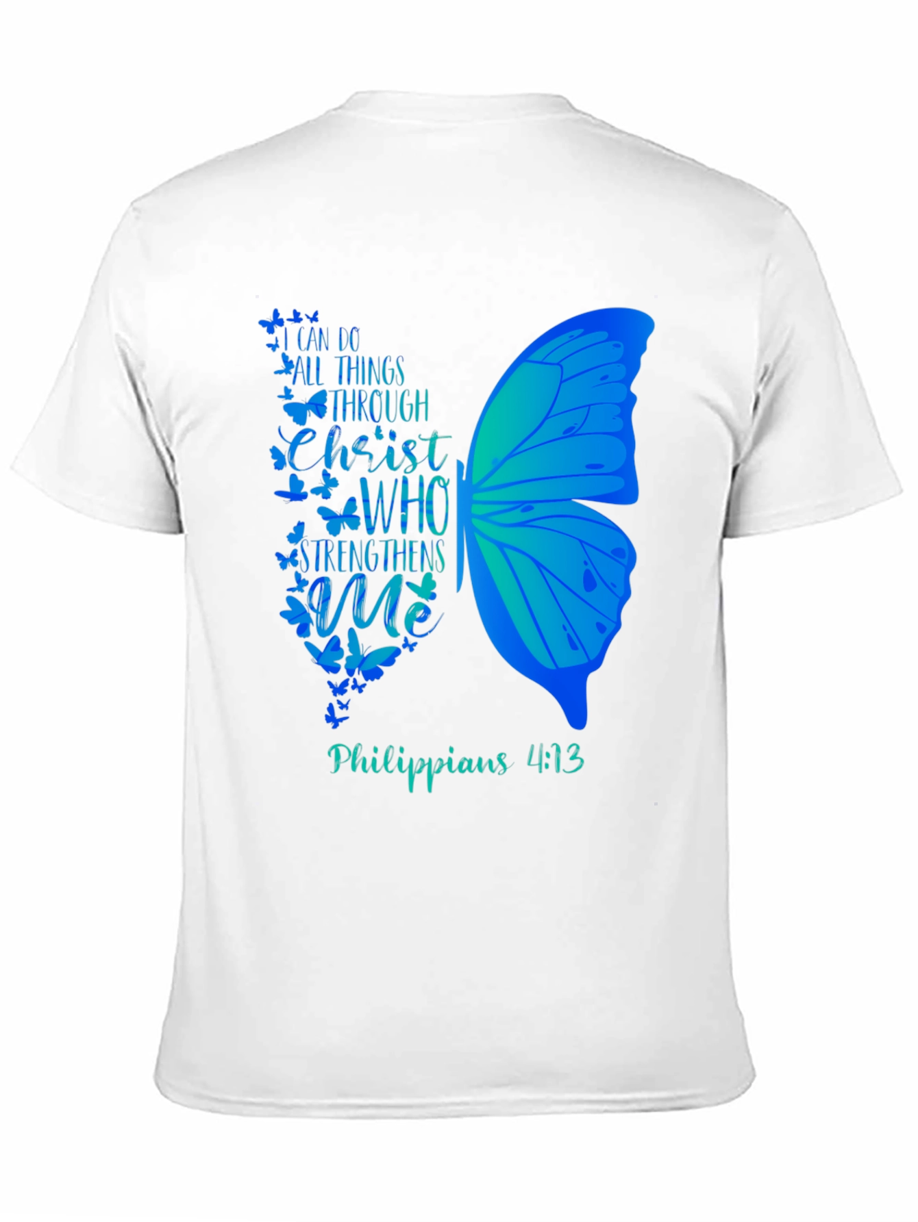 Christian Butterfly Graphic T-Shirt - Philippians 4:13